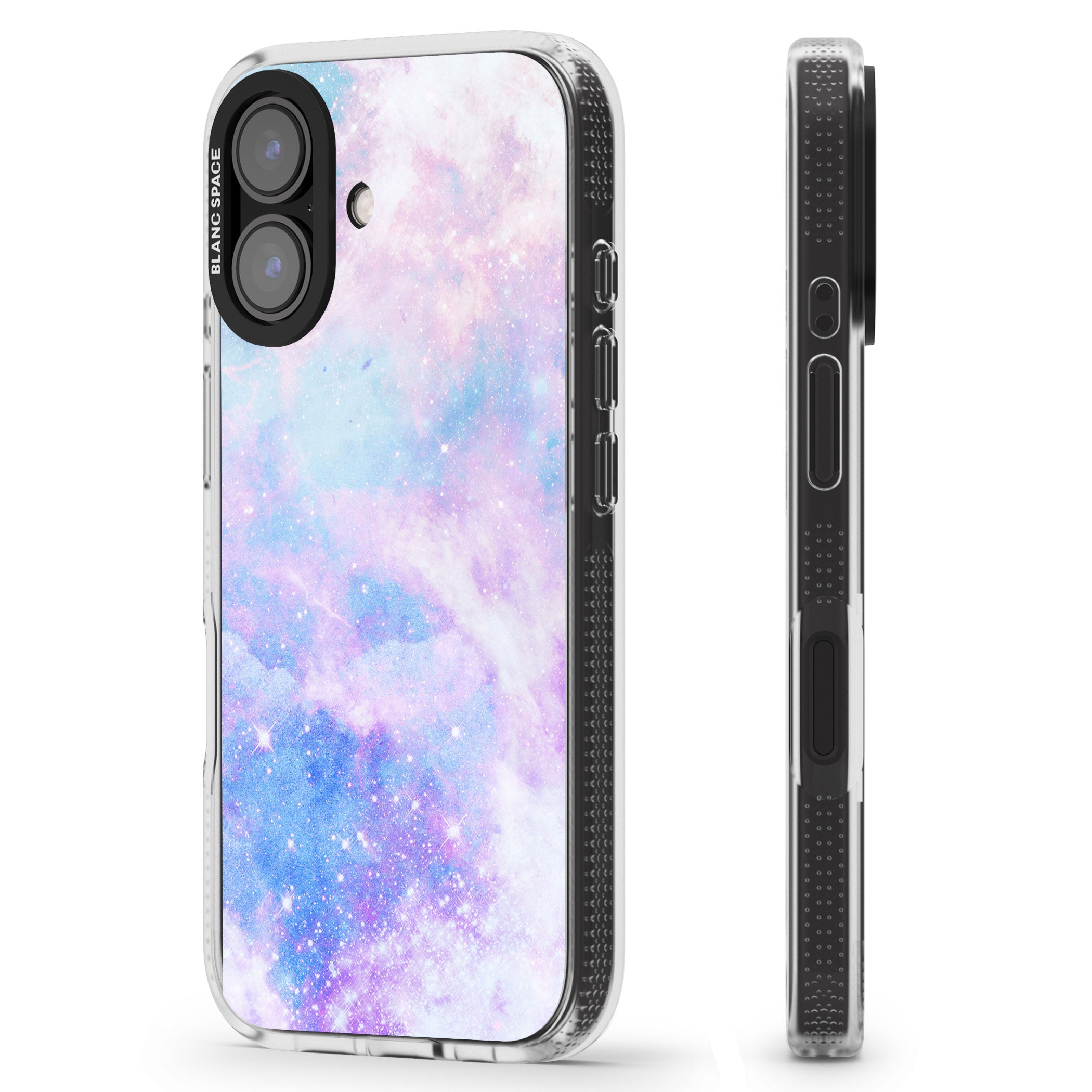 Light Blue Galaxy Pattern Design iPhone 16 / 16 Plus Clear Case Impact Air - Blanc Space