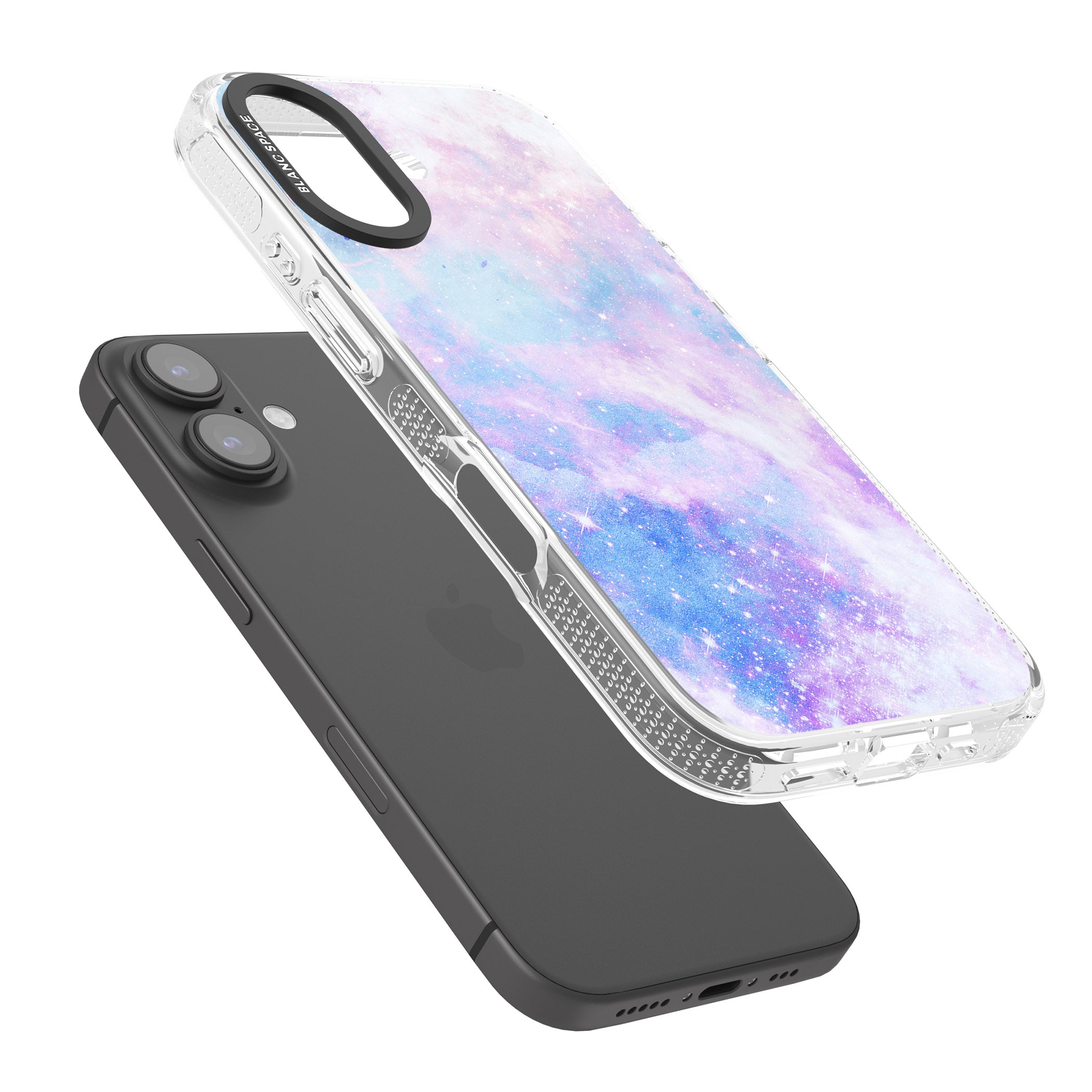 Light Blue Galaxy Pattern Design iPhone 16 / 16 Plus Clear Case Impact Air - Blanc Space