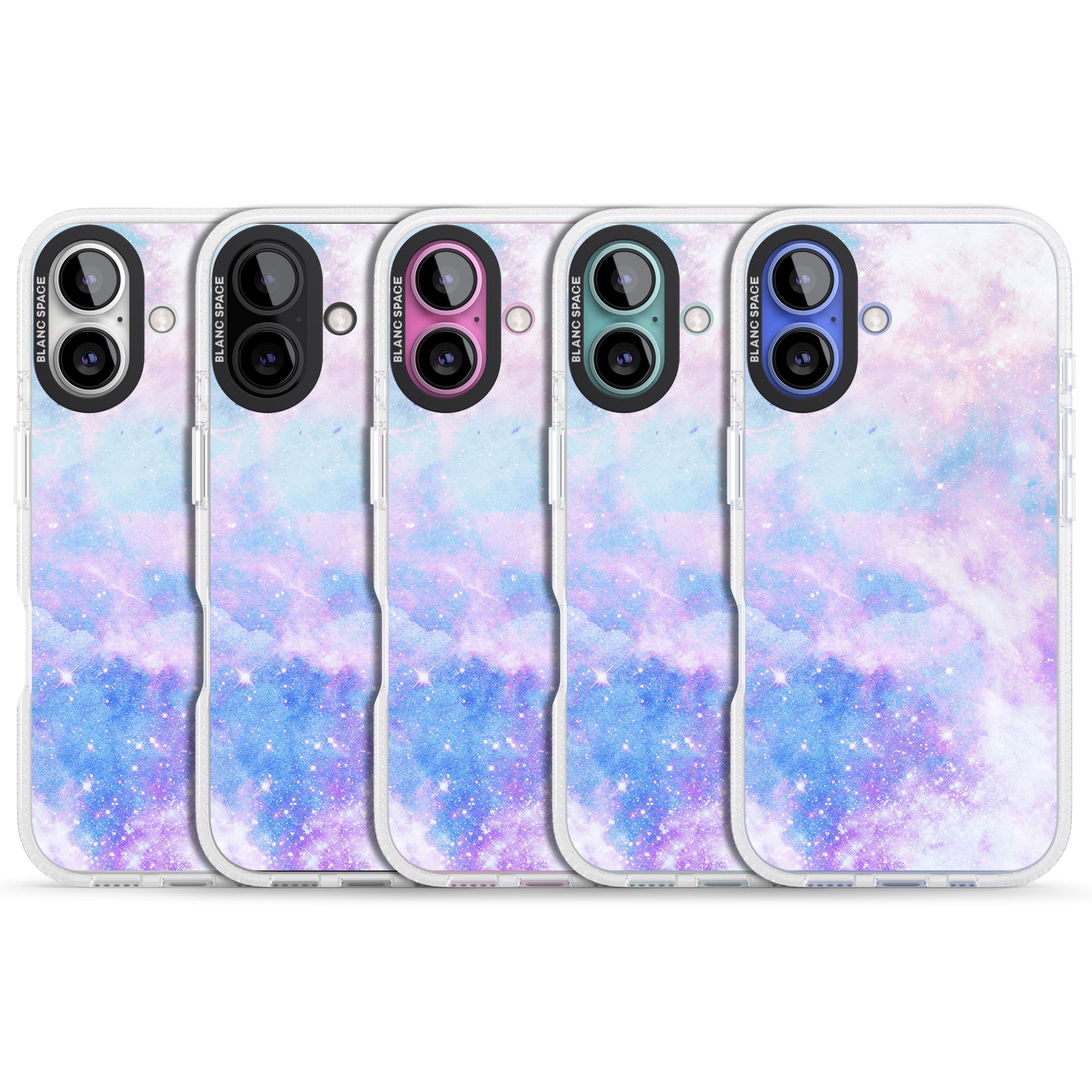 Light Blue Galaxy Pattern Design iPhone 16 / 16 Plus Clear Case Impact Air - Blanc Space