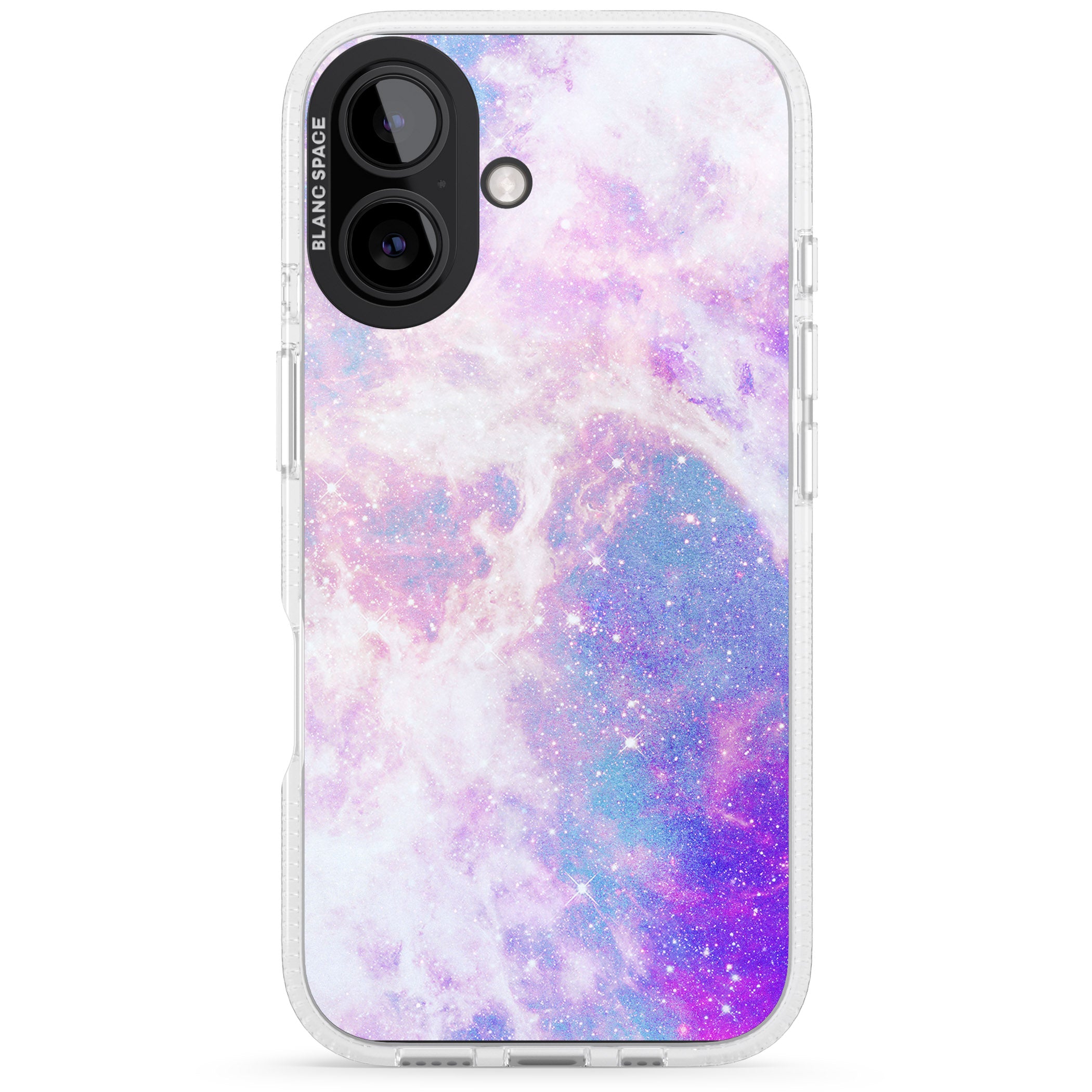 Purple & Blue Galaxy Pattern Design iPhone 16 / 16 Plus Clear Case Impact Air - Blanc Space