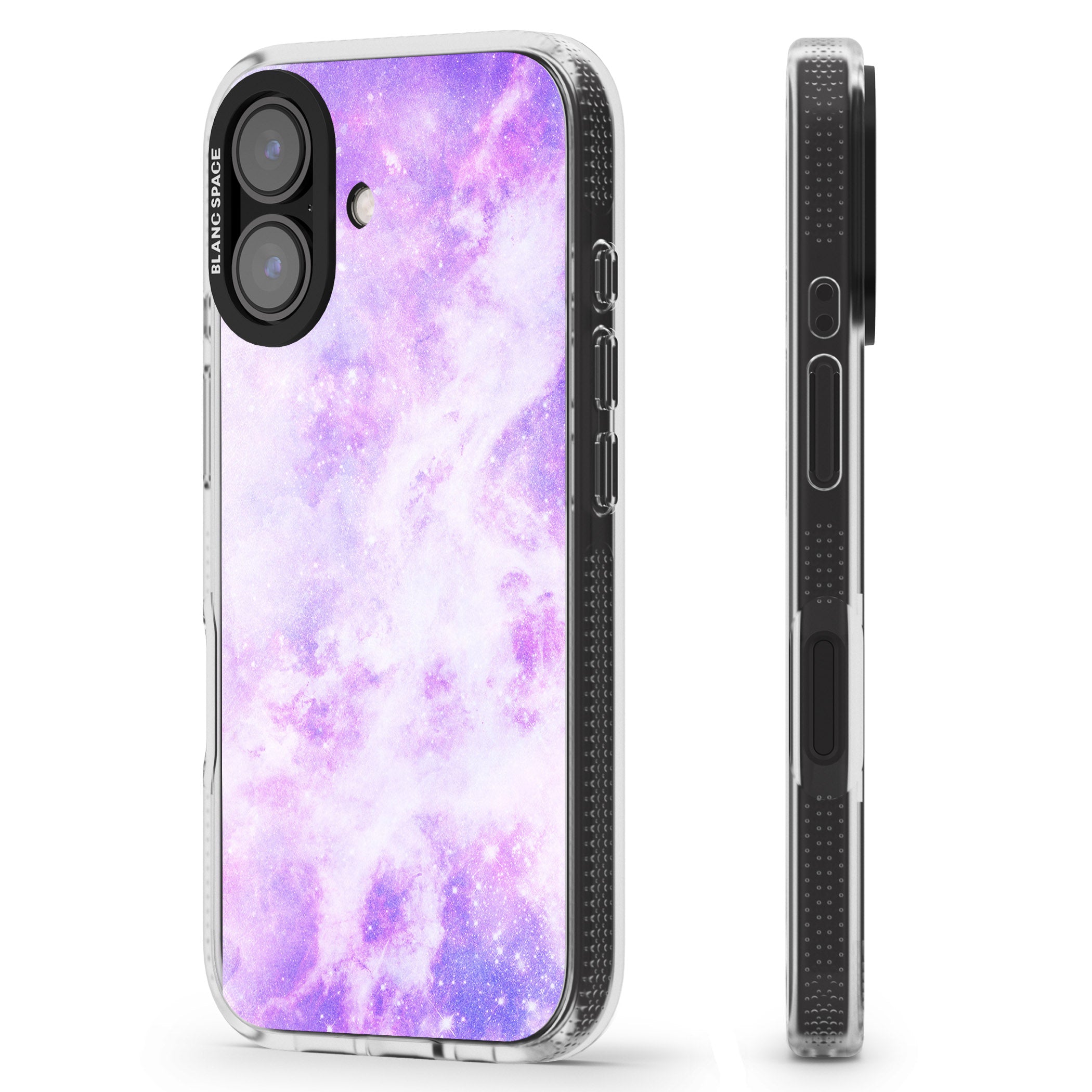 Purple Galaxy Pattern Design iPhone 16 / 16 Plus Clear Case Impact Air - Blanc Space