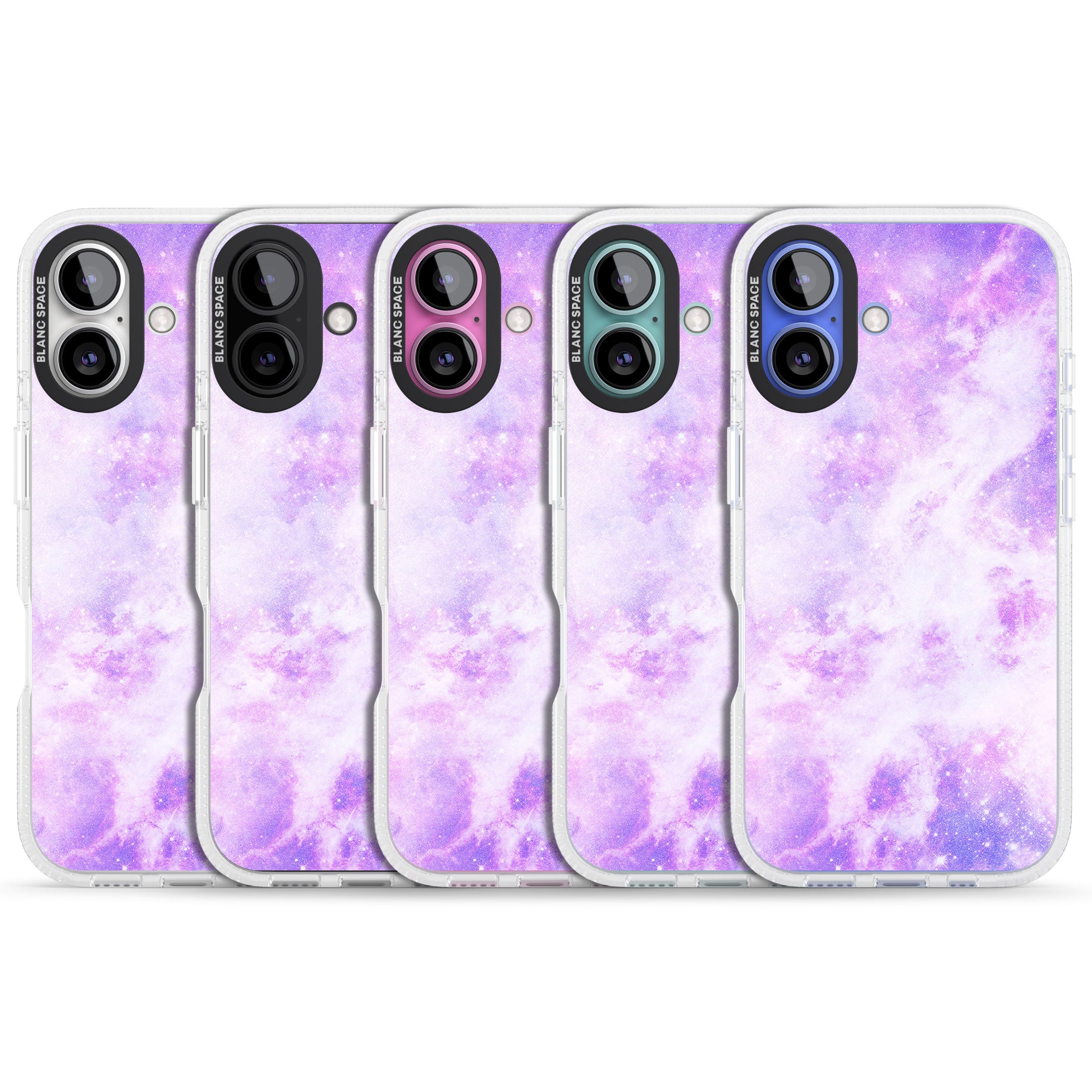 Purple Galaxy Pattern Design iPhone 16 / 16 Plus Clear Case Impact Air - Blanc Space