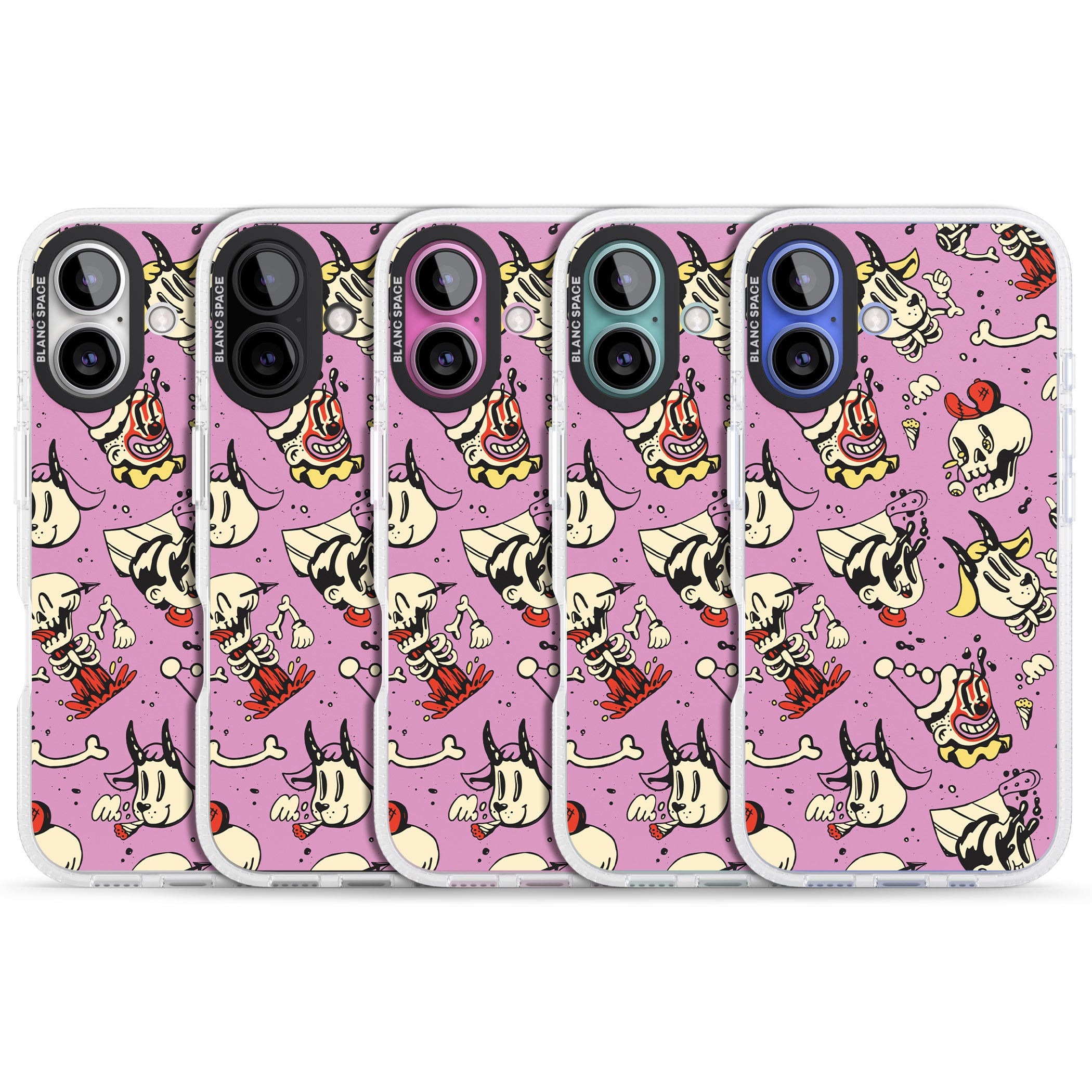 Purple Retro Halloween Pattern iPhone 16 / 16 Plus Clear Case Impact Air - Blanc Space