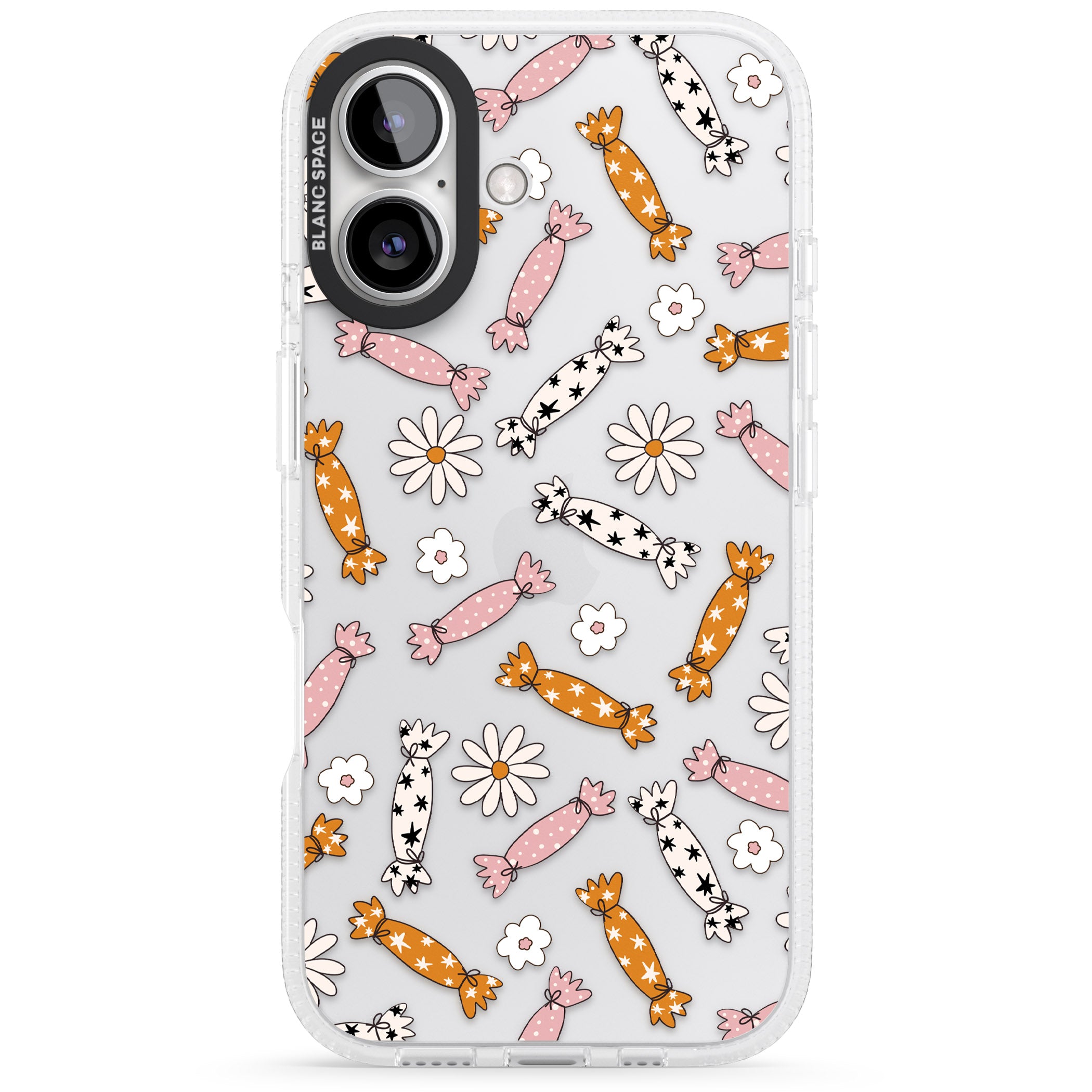 Floral Candy iPhone 16 / 16 Plus Clear Case Impact Air - Blanc Space