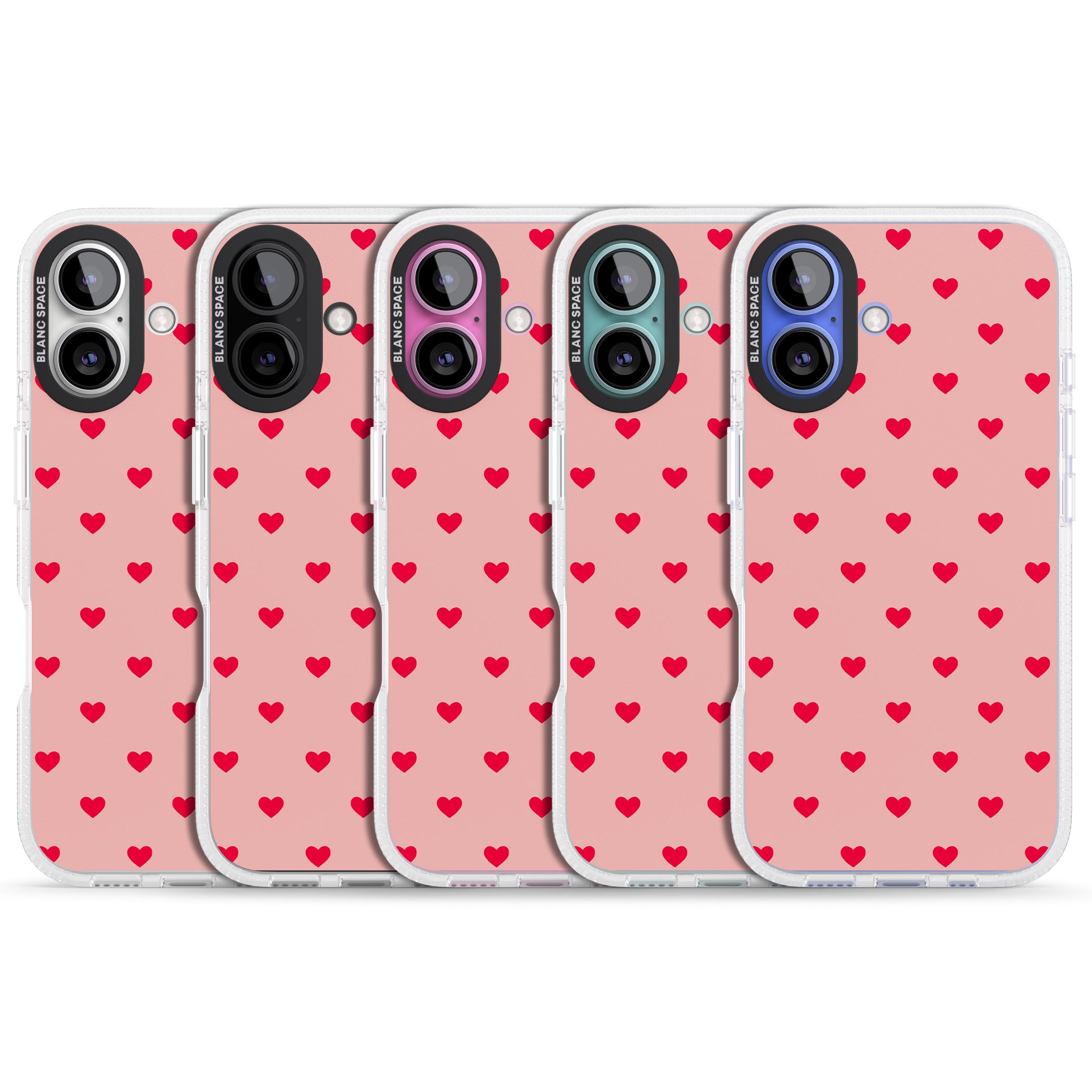 Small Heart Pattern: Red & Pink iPhone 16 / 16 Plus Clear Case Impact Air - Blanc Space