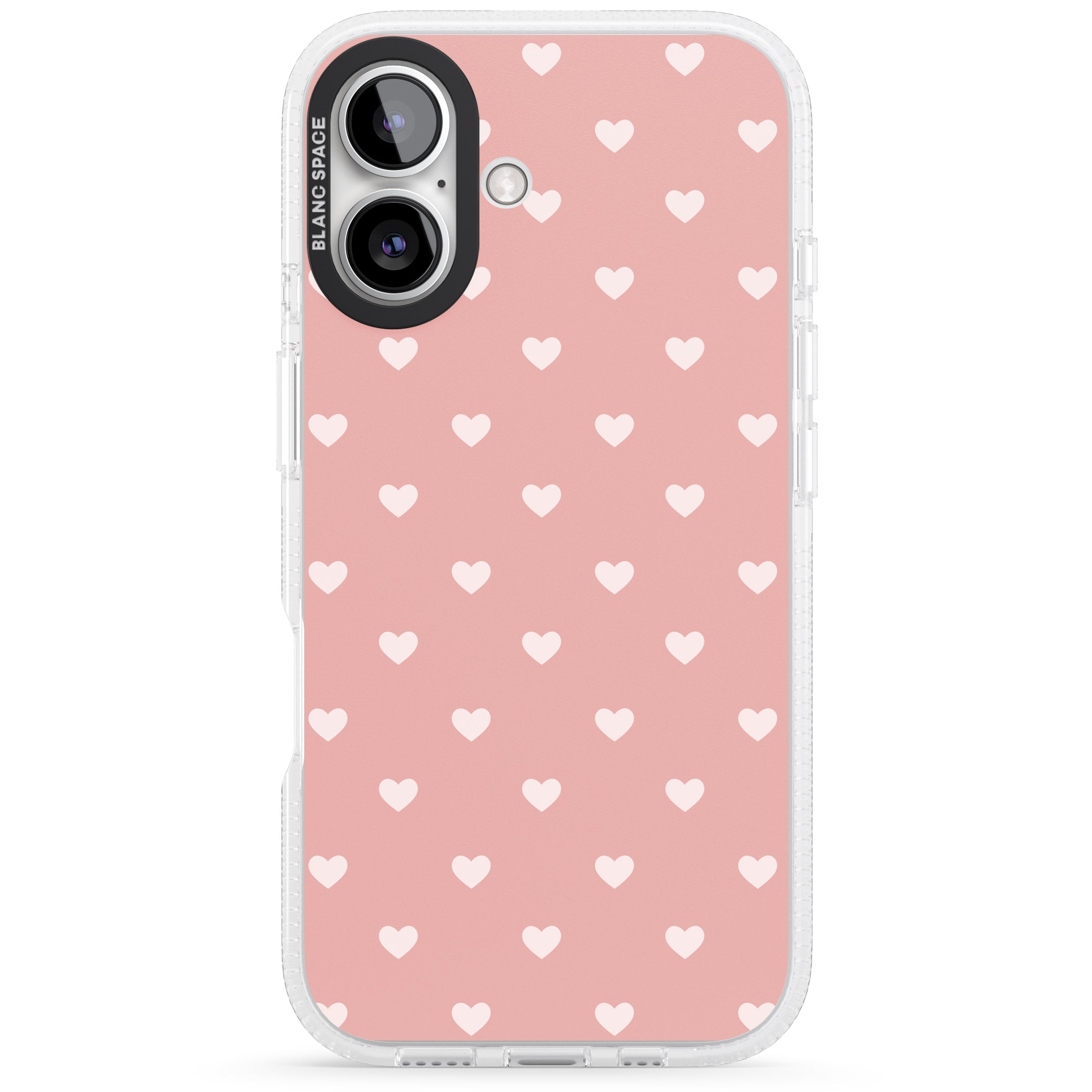 Small Heart Pattern: Pink iPhone 16 / 16 Plus Clear Case Impact Air - Blanc Space