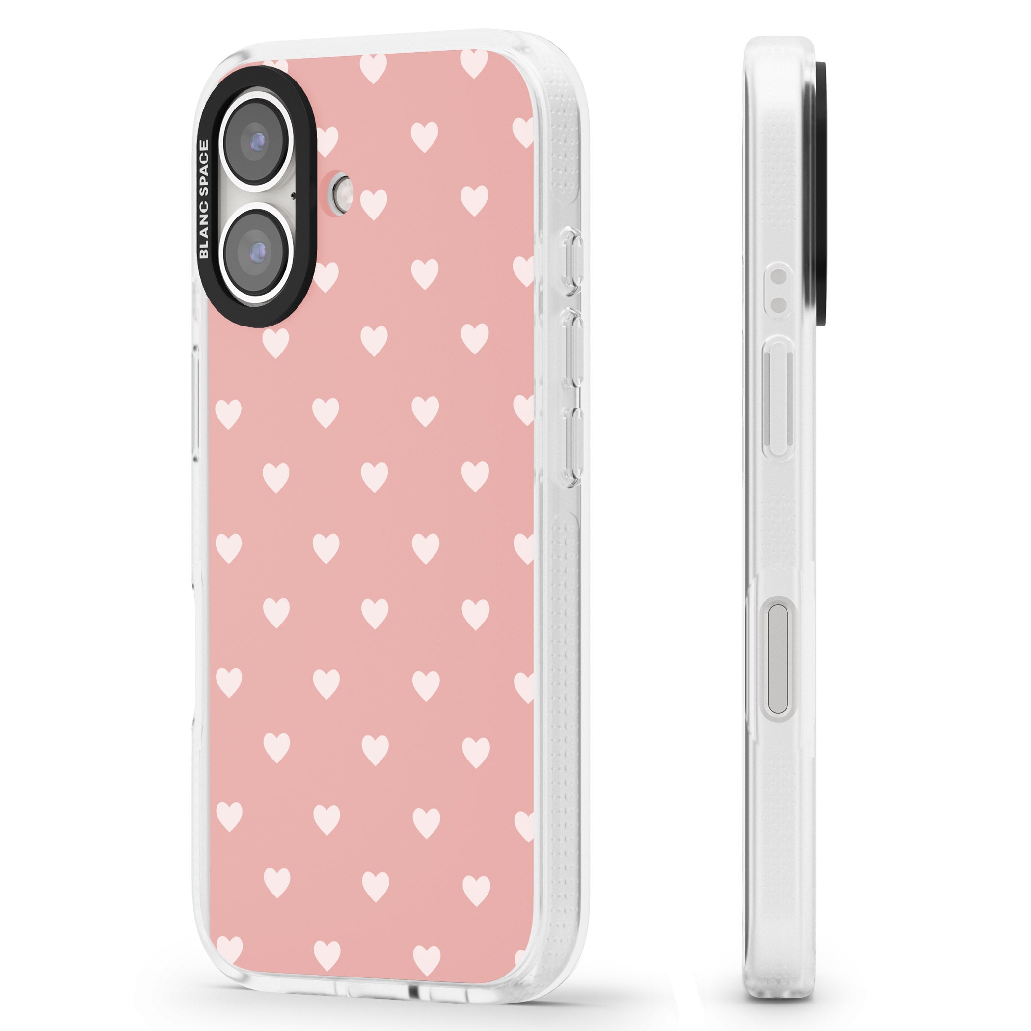Small Heart Pattern: Pink iPhone 16 / 16 Plus Clear Case Impact Air - Blanc Space