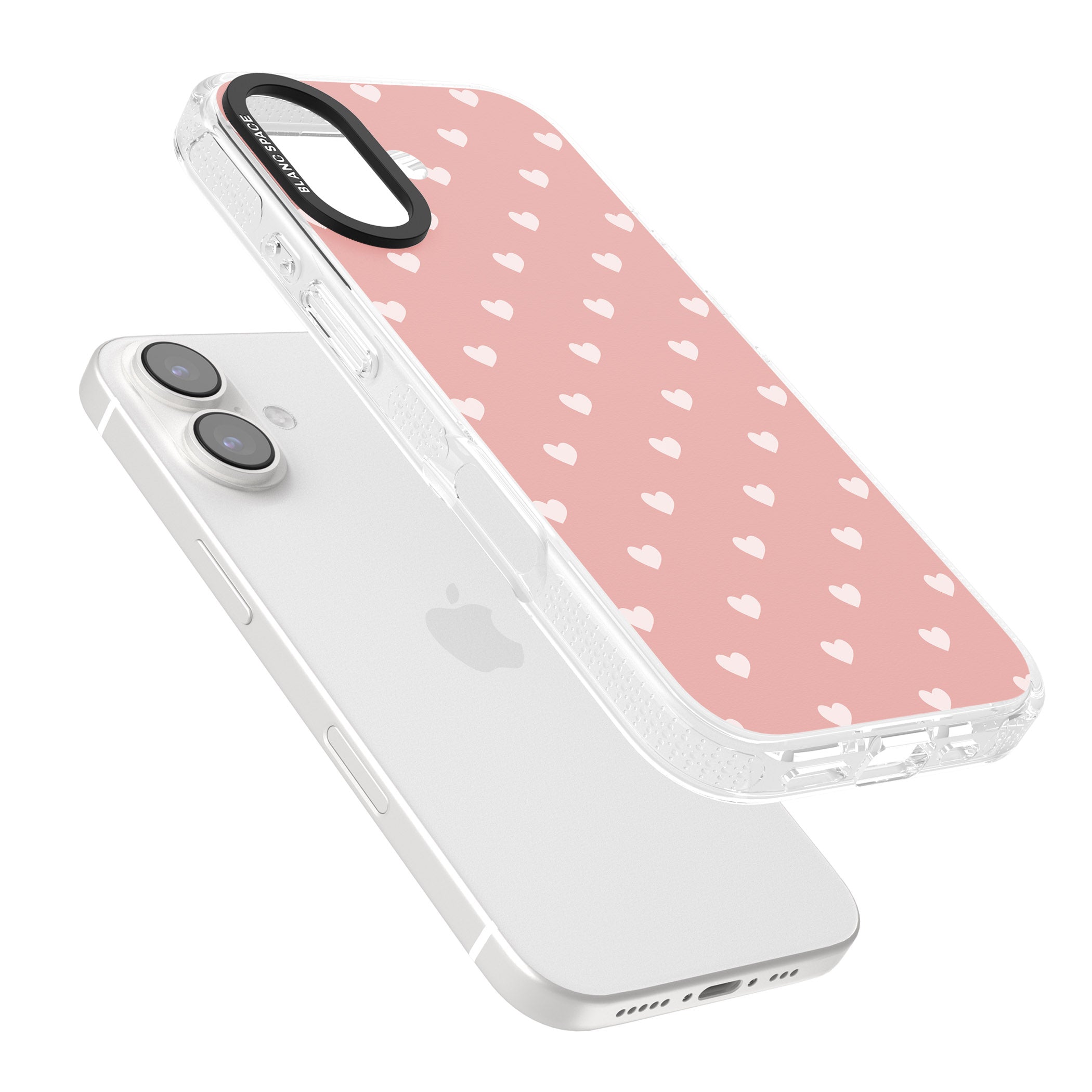 Small Heart Pattern: Pink iPhone 16 / 16 Plus Clear Case Impact Air - Blanc Space