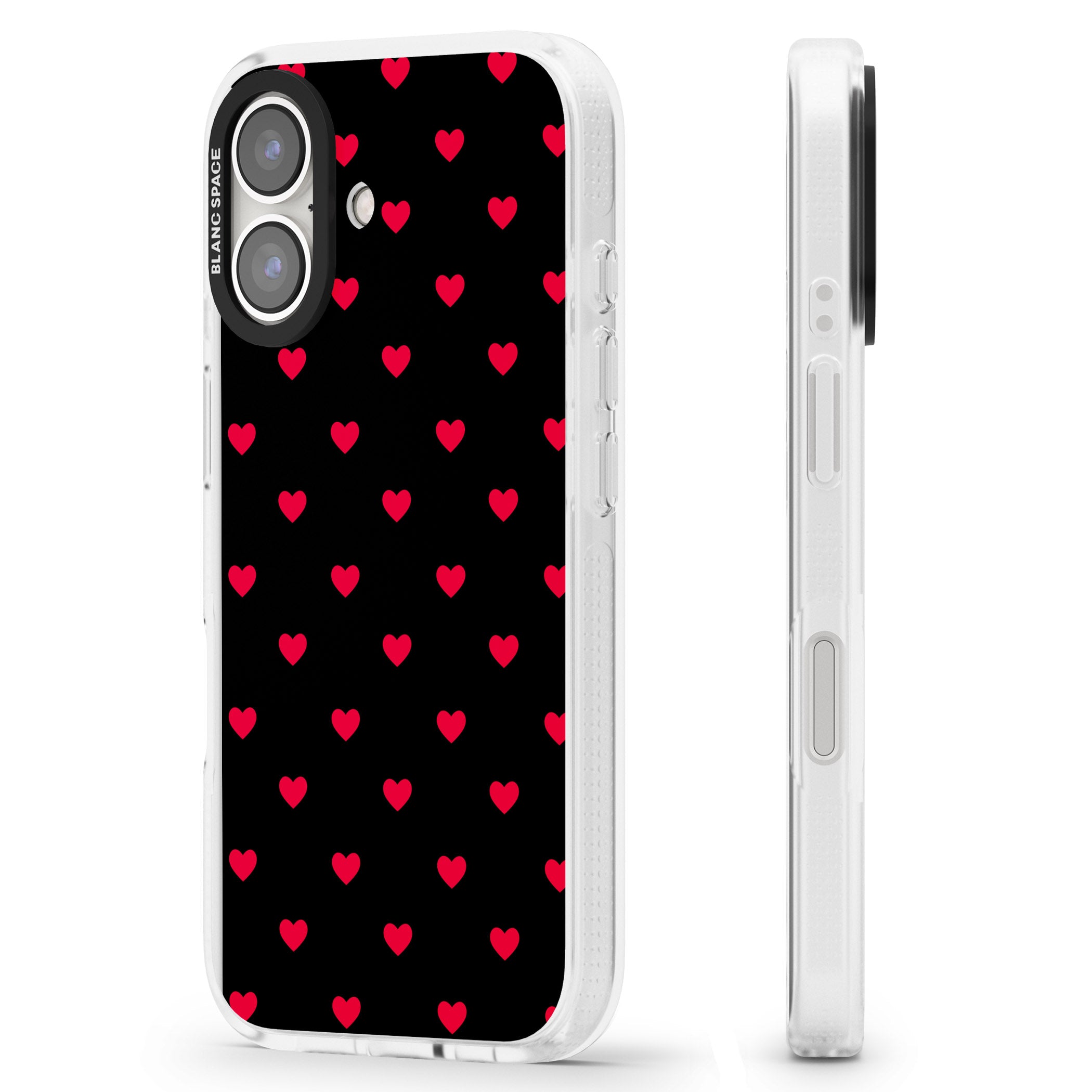 Small Heart Pattern: Red & iPhone 16 / 16 Plus Clear Case Impact Air - Blanc Space