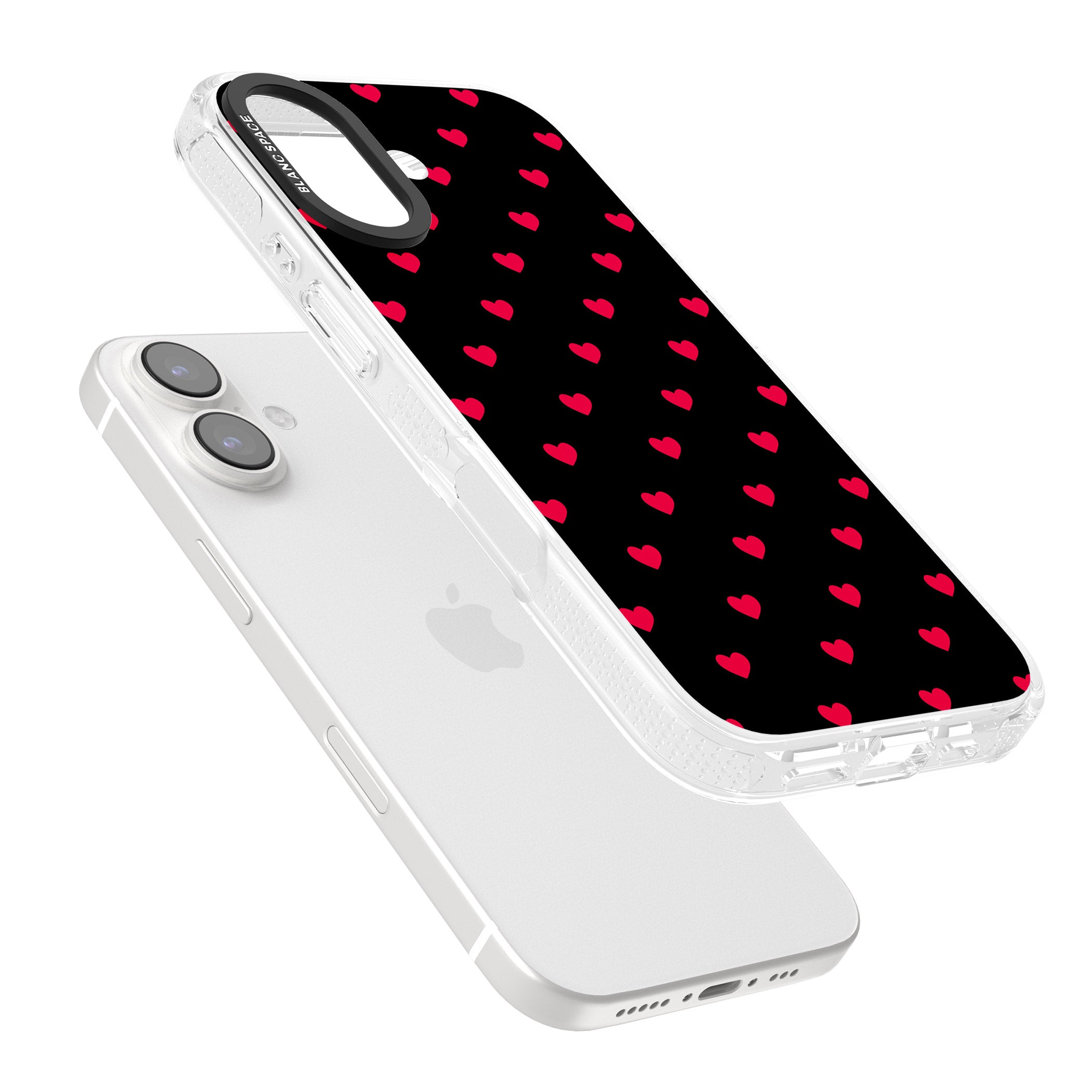 Small Heart Pattern: Red & iPhone 16 / 16 Plus Clear Case Impact Air - Blanc Space
