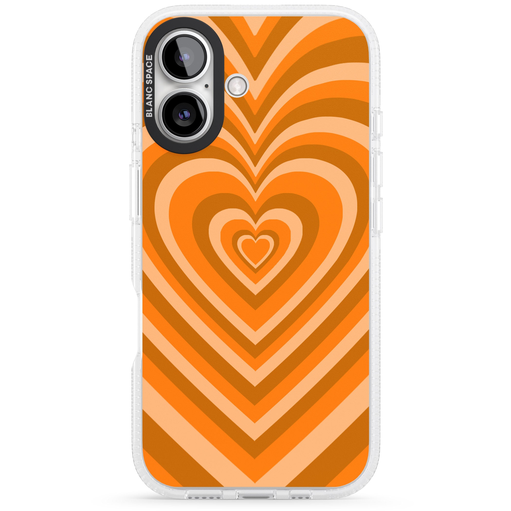 Orange Heart Illusion iPhone 16 / 16 Plus Clear Case Impact Air - Blanc Space