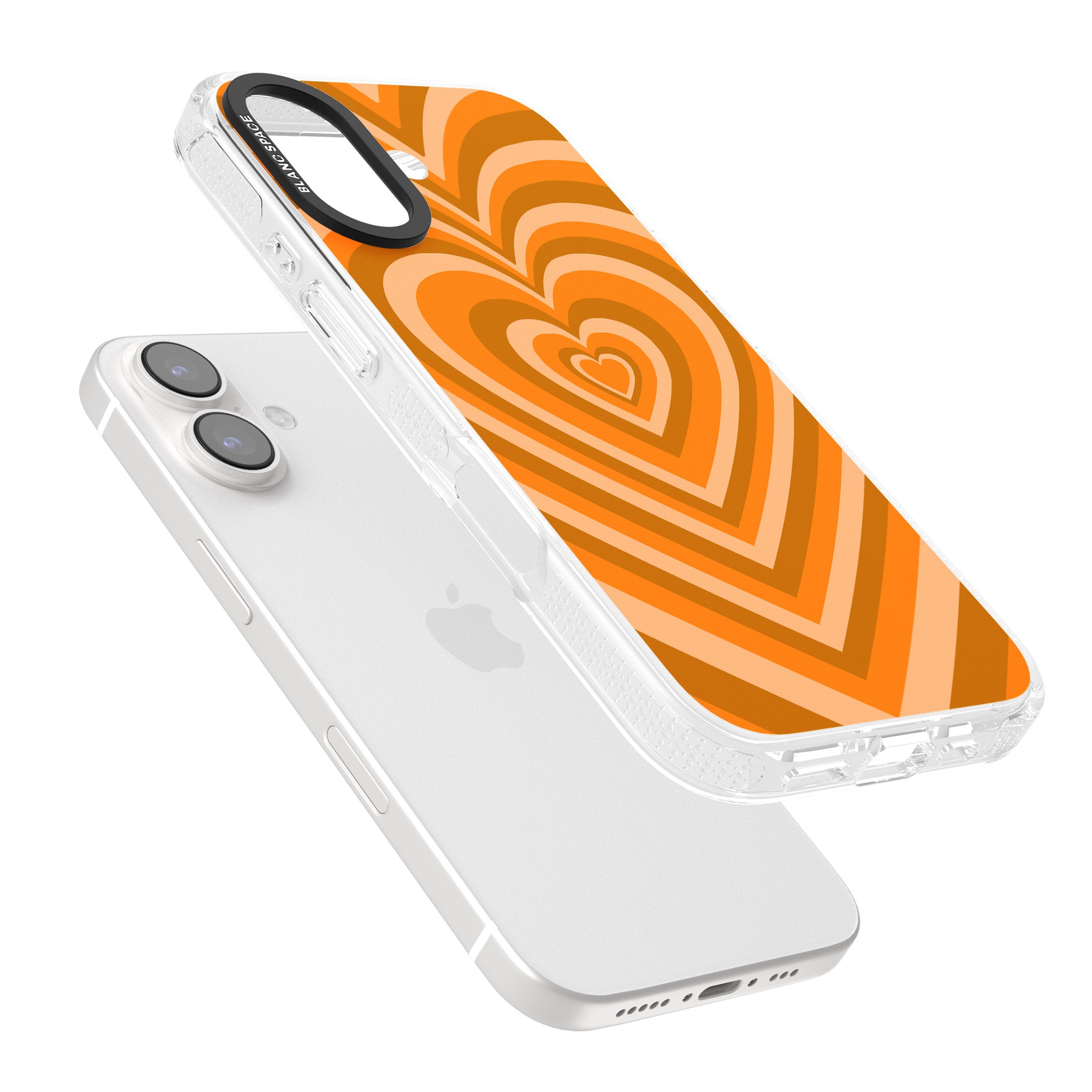 Orange Heart Illusion iPhone 16 / 16 Plus Clear Case Impact Air - Blanc Space