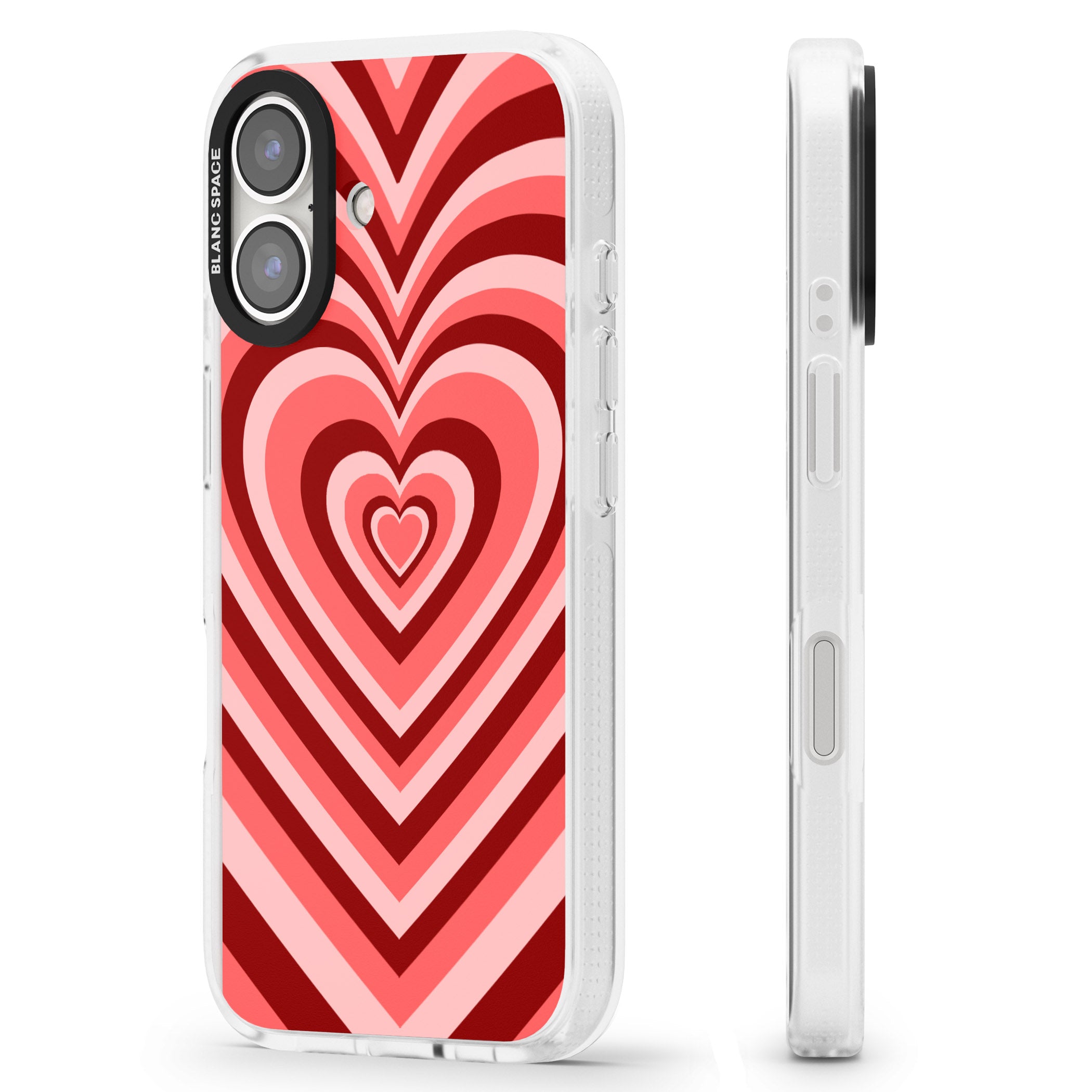 Red Heart Illusion iPhone 16 / 16 Plus Clear Case Impact Air - Blanc Space