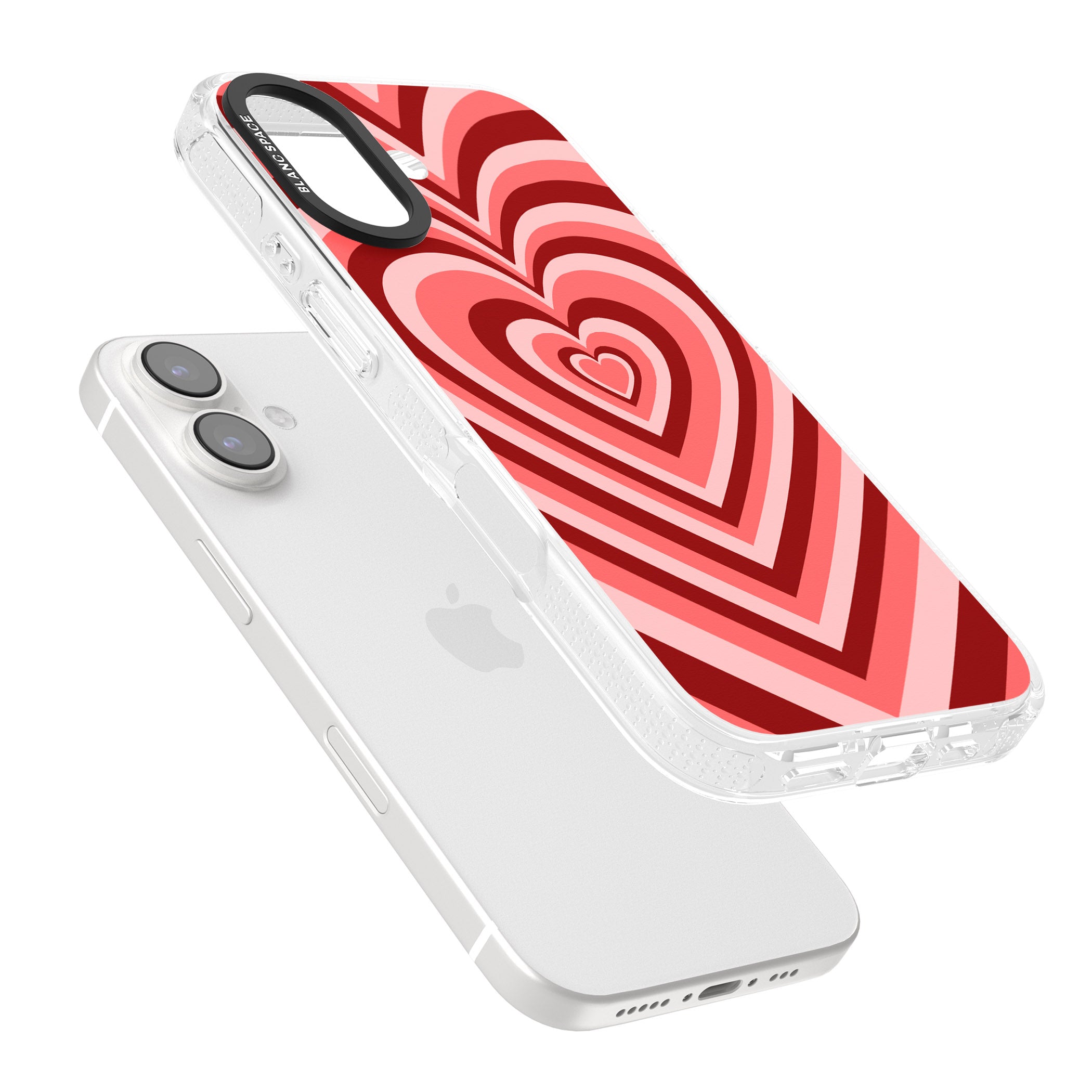 Red Heart Illusion iPhone 16 / 16 Plus Clear Case Impact Air - Blanc Space