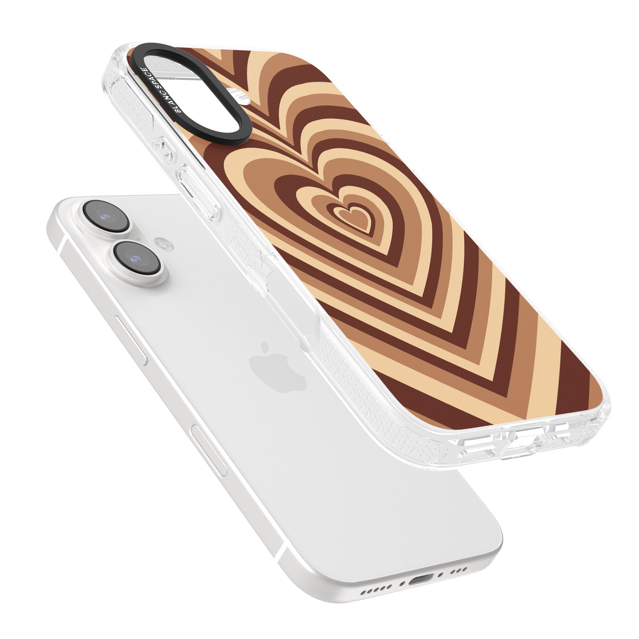 Latte Heart Illusion iPhone 16 / 16 Plus Clear Case Impact Air - Blanc Space