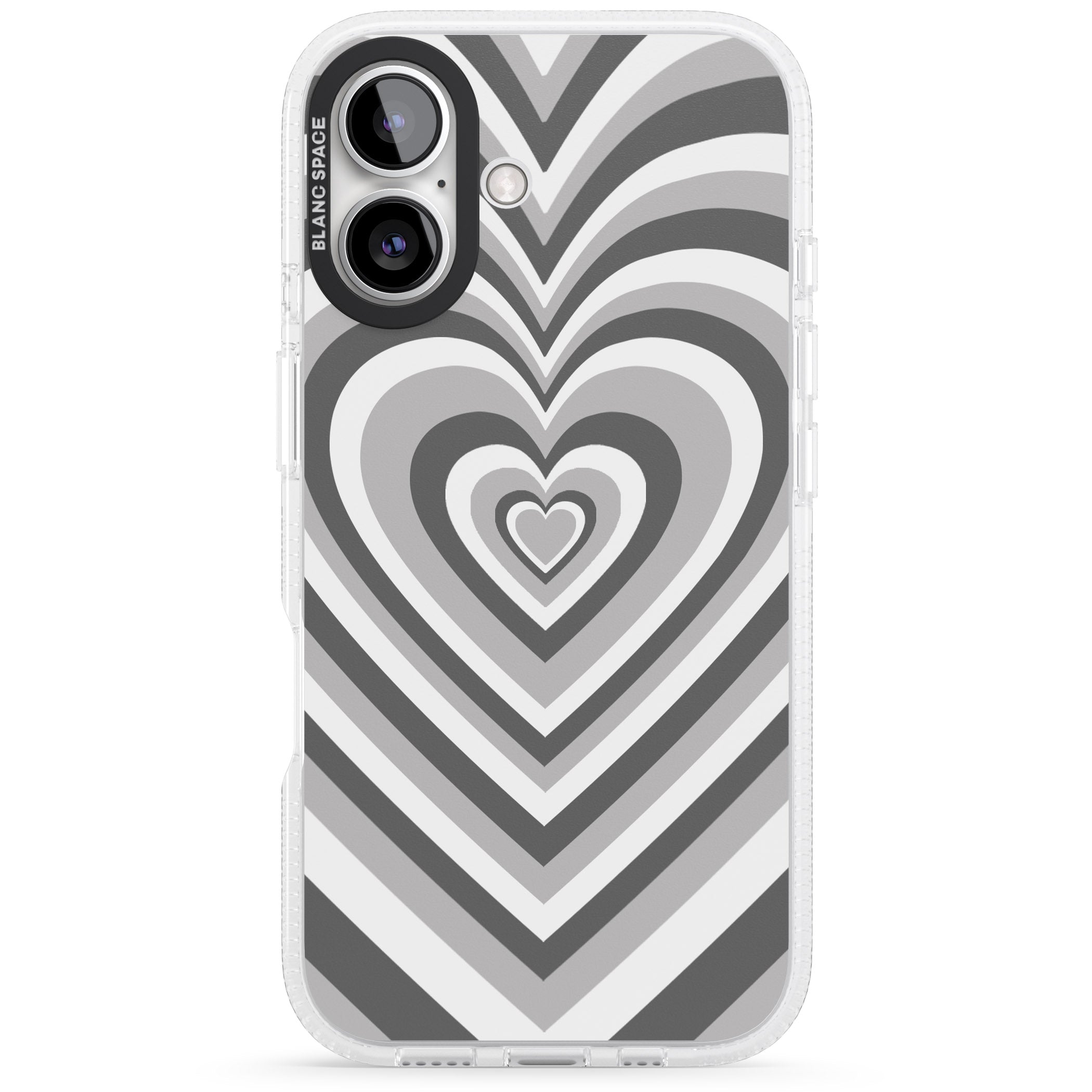 Monochrome Heart Illusion iPhone 16 / 16 Plus Clear Case Impact Air - Blanc Space