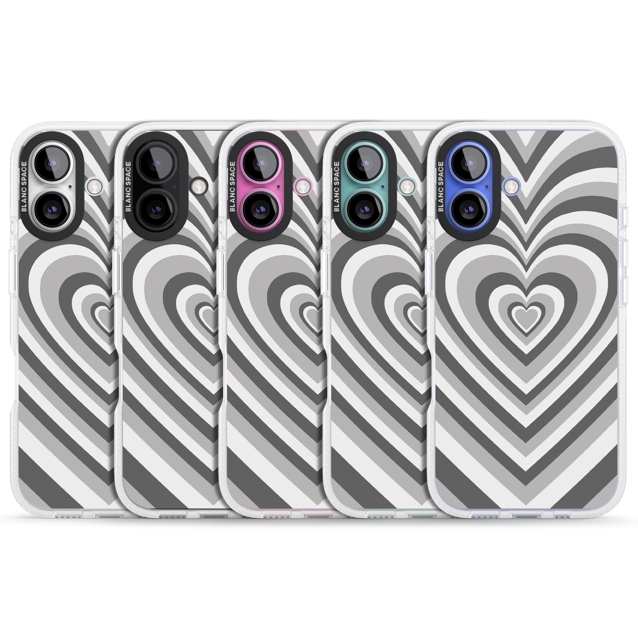 Monochrome Heart Illusion iPhone 16 / 16 Plus Clear Case Impact Air - Blanc Space