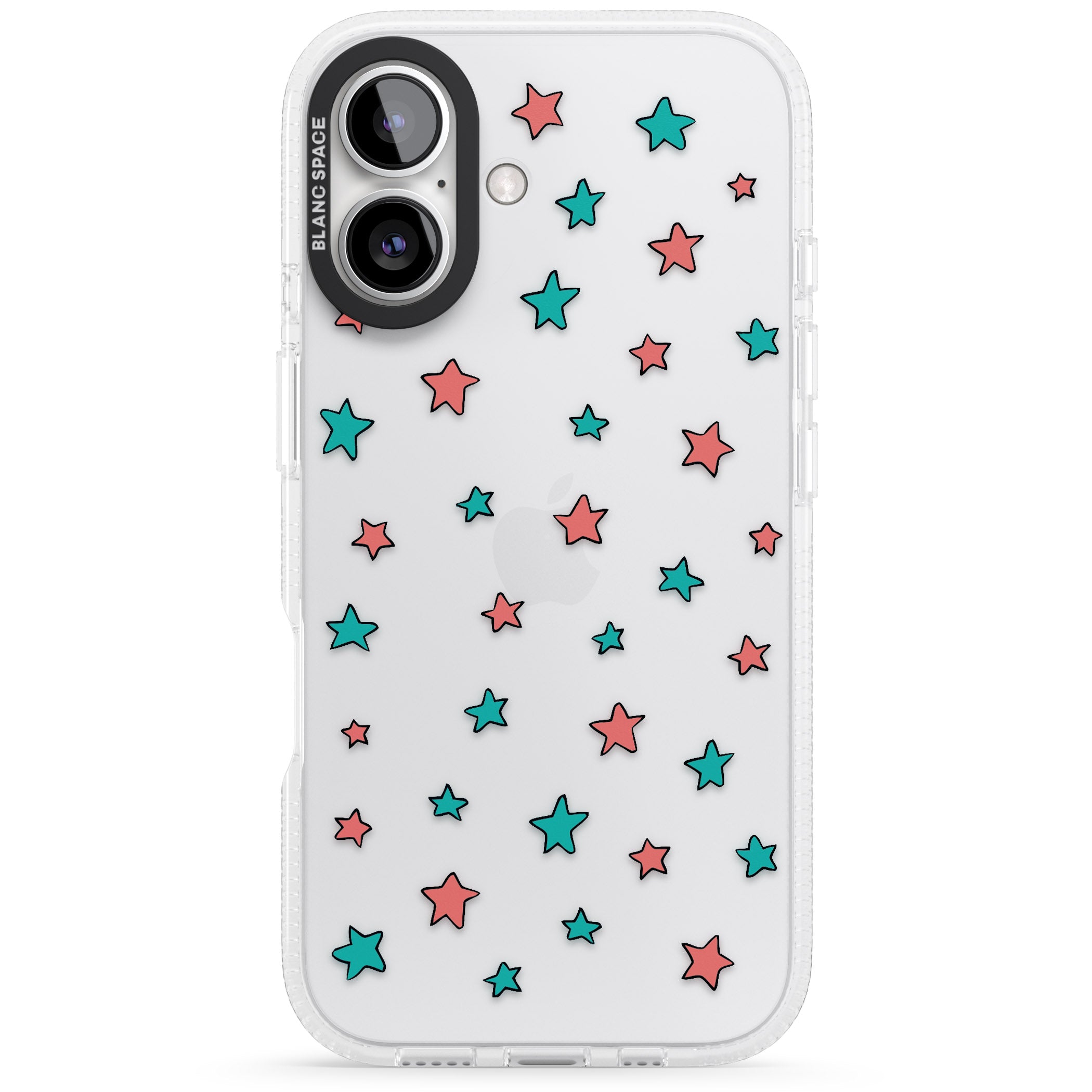 Heartstopper Stars Pattern iPhone 16 / 16 Plus Clear Case Impact Air - Blanc Space