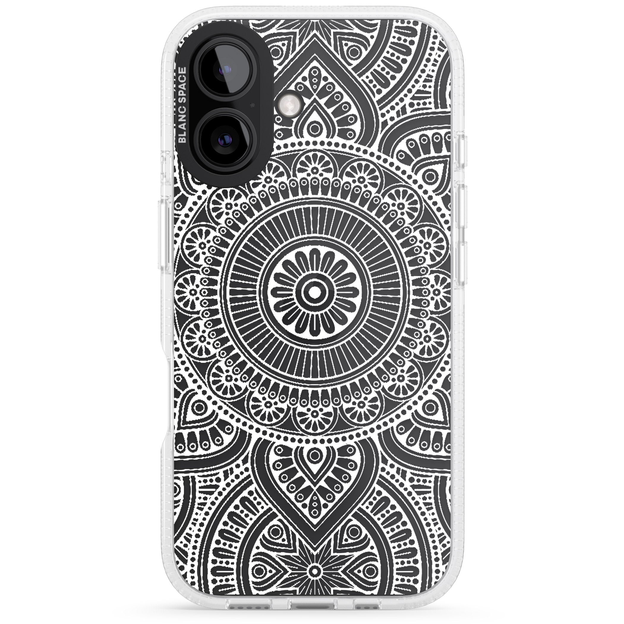White Henna Flower Wheel iPhone 16 / 16 Plus Clear Case Impact Air - Blanc Space