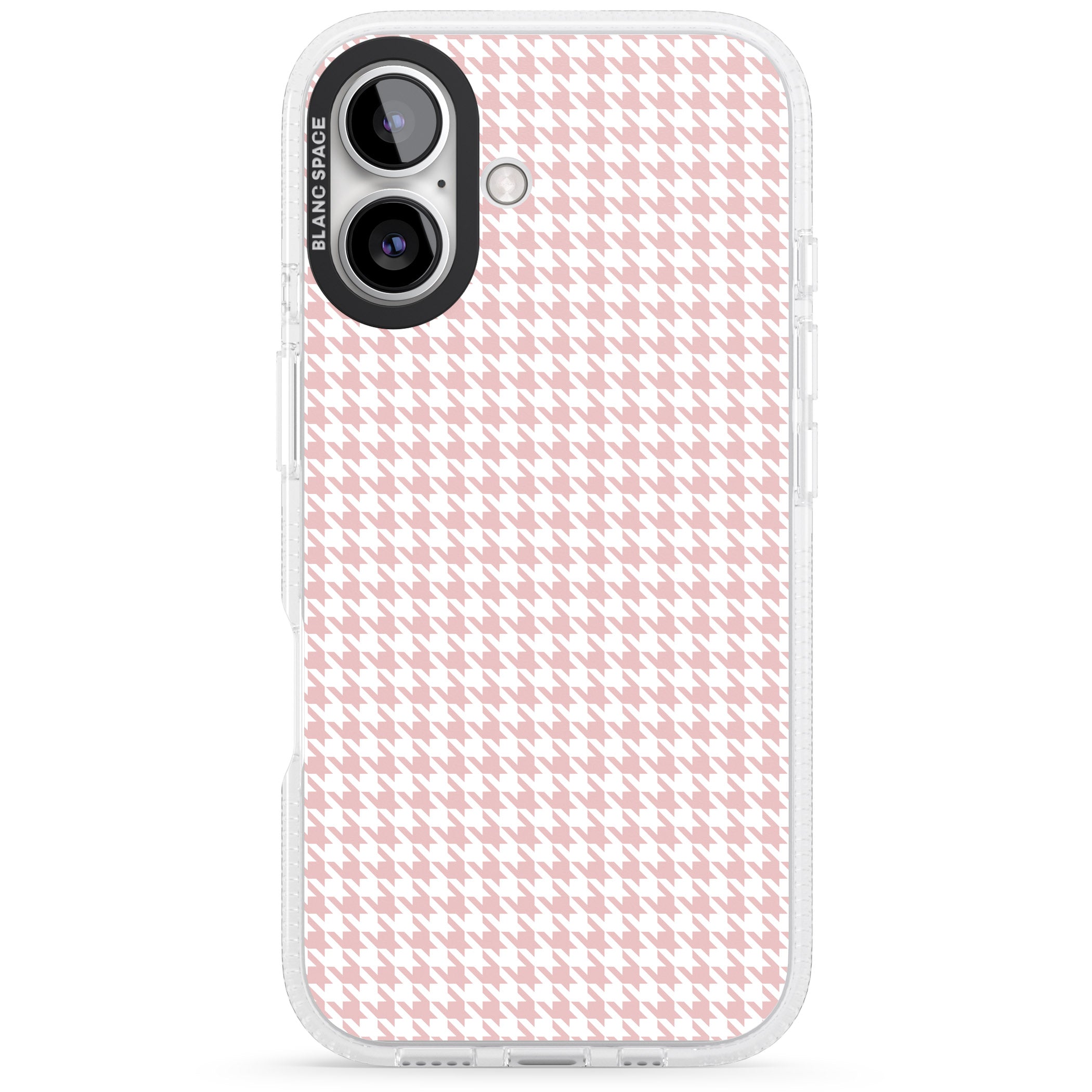Pink Houndstooth Pattern iPhone 16 / 16 Plus Clear Case Impact Air - Blanc Space