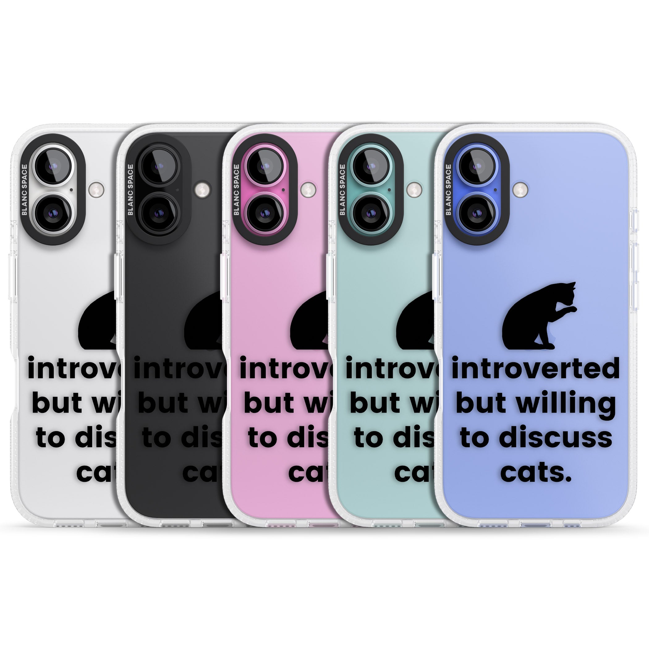 Introverted But Willing To Discuss Cats iPhone 16 / 16 Plus Clear Case Impact Air - Blanc Space