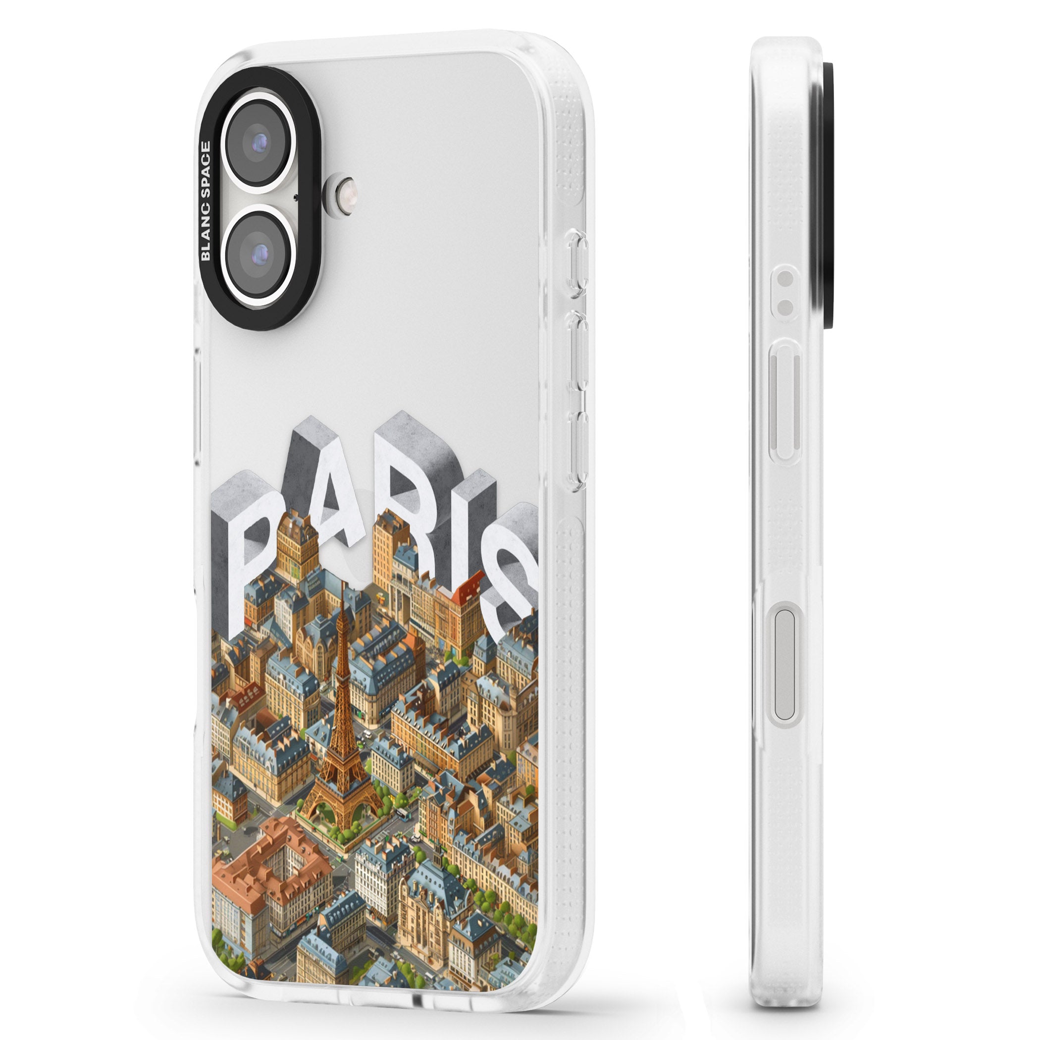 Paris iPhone 16 / 16 Plus Clear Case Impact Air - Blanc Space