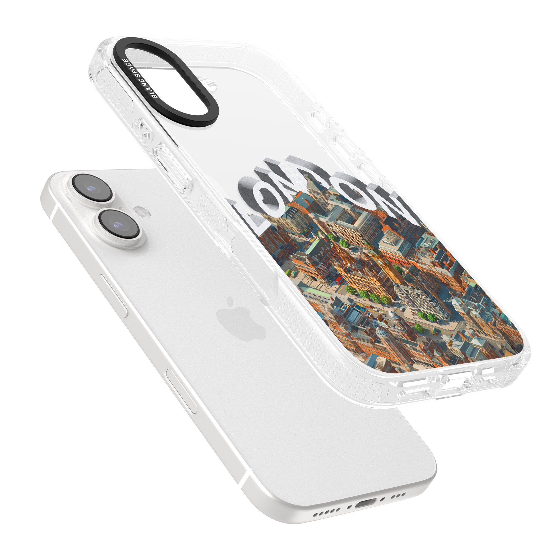 London iPhone 16 / 16 Plus Clear Case Impact Air - Blanc Space