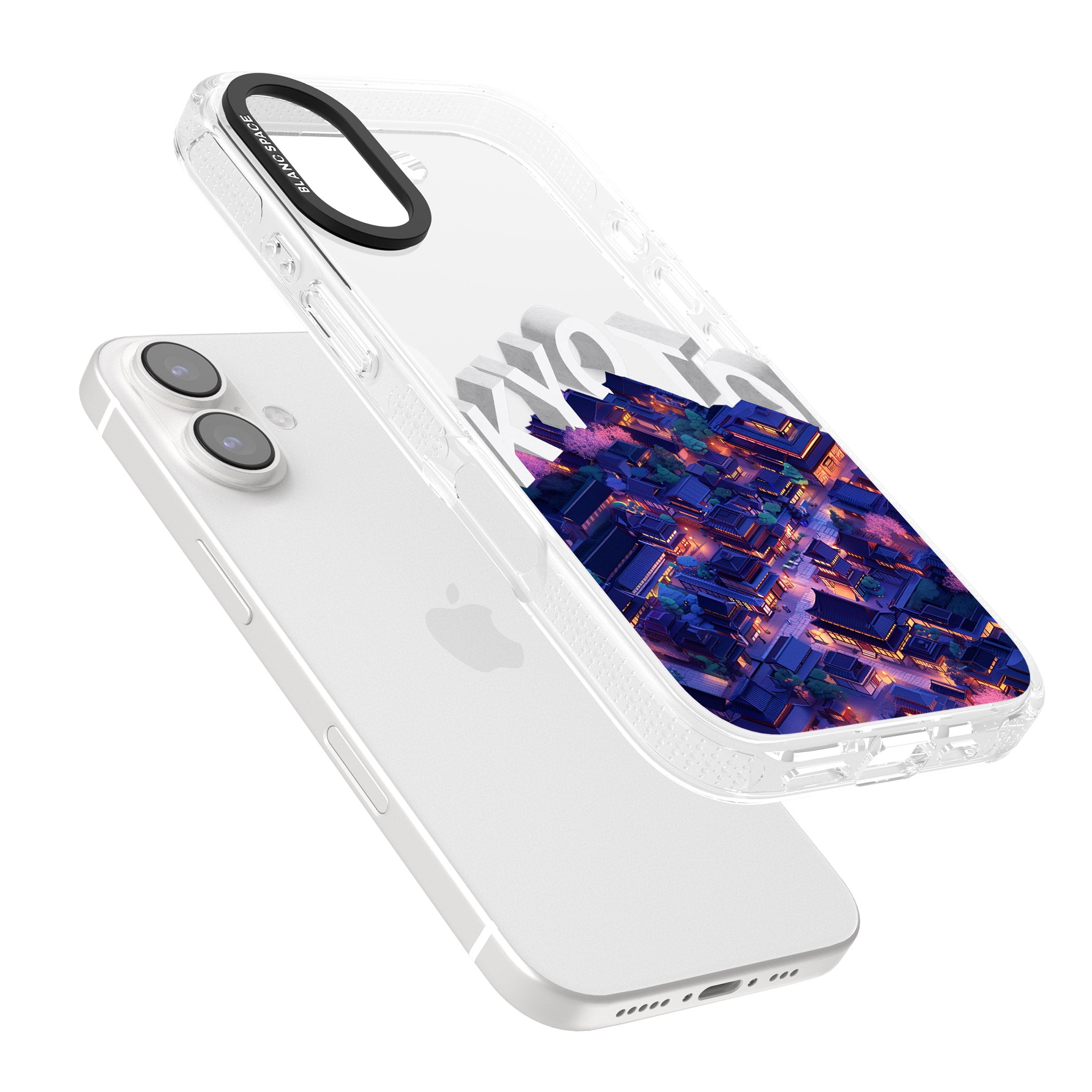 Kyoto iPhone 16 / 16 Plus Clear Case Impact Air - Blanc Space