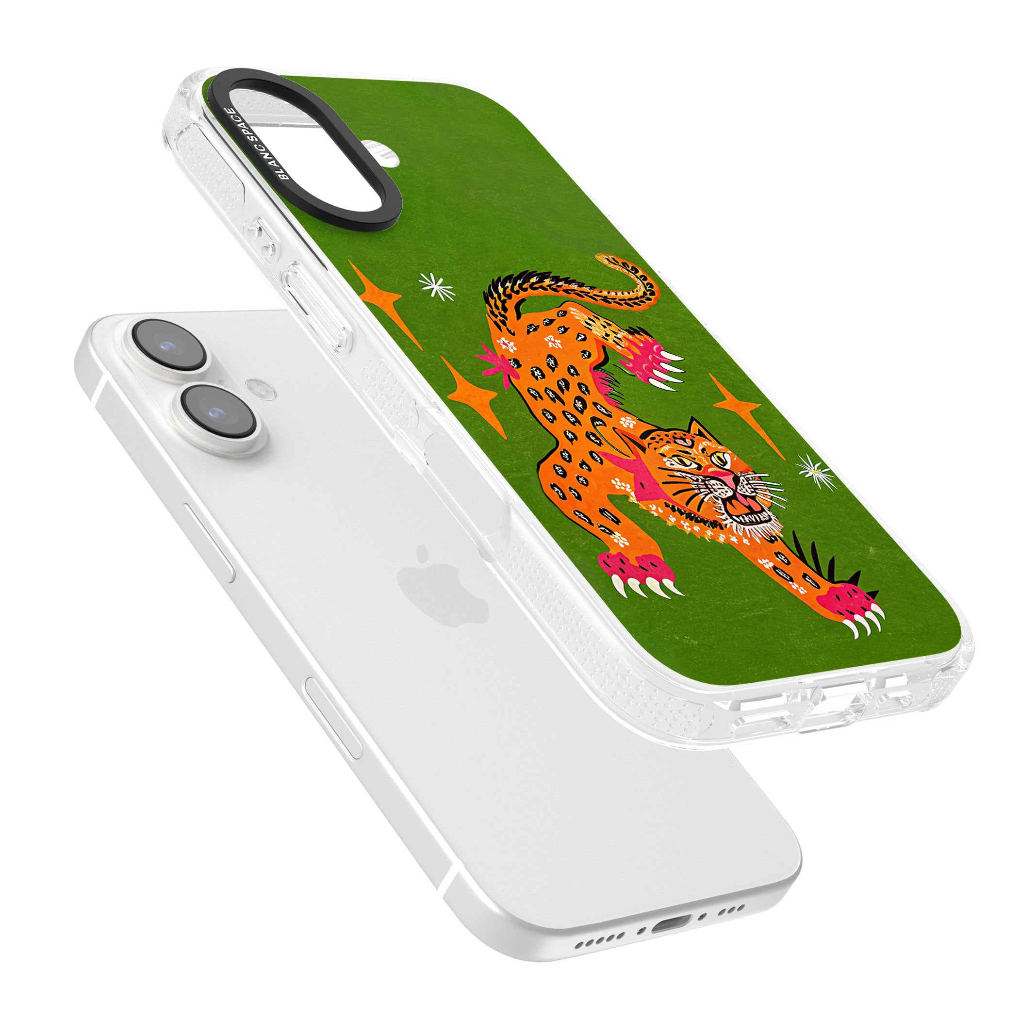 Fierce Jaguar iPhone 16 / 16 Plus Clear Case Impact Air - Blanc Space