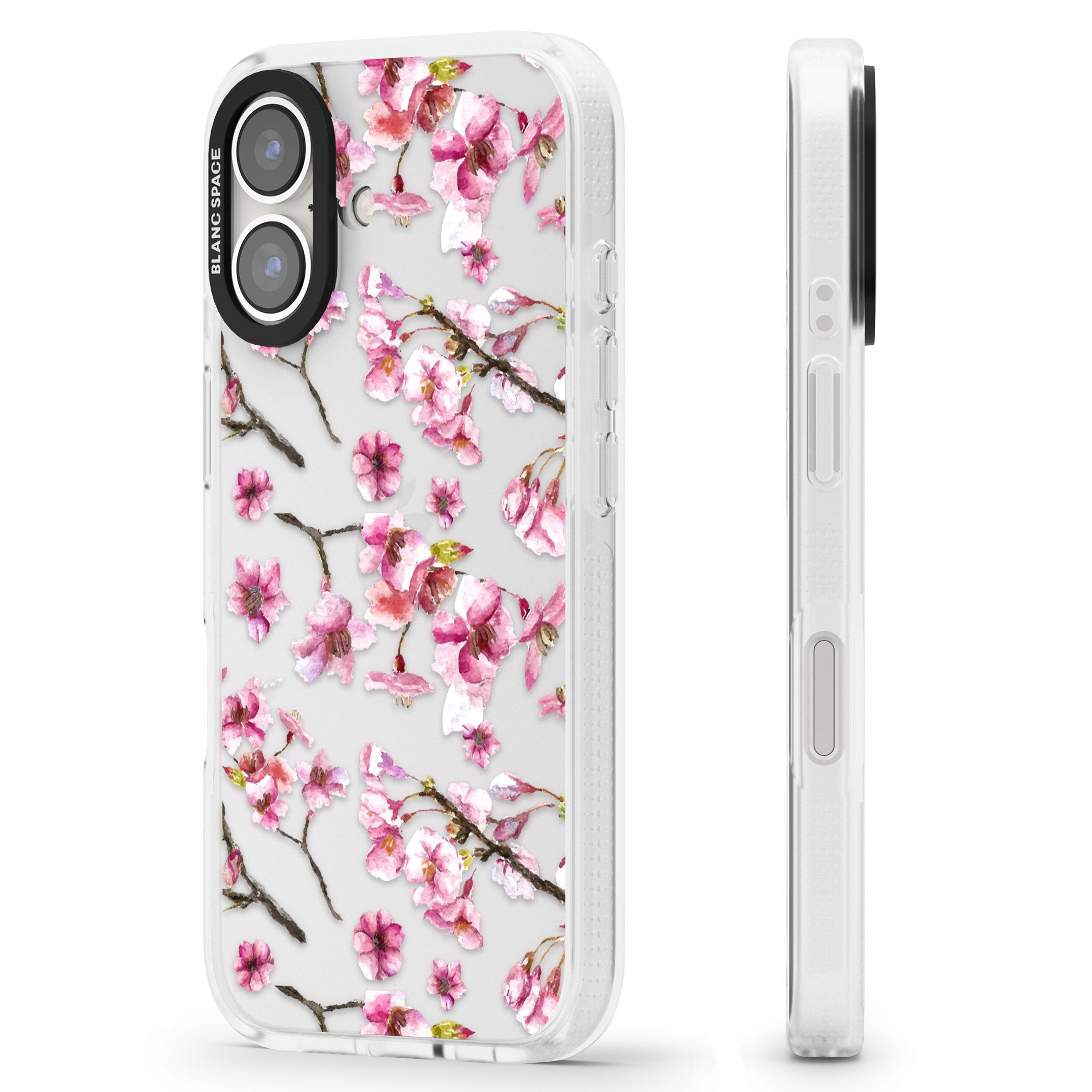 Sakura Watercolour iPhone 16 / 16 Plus Clear Case Impact Air - Blanc Space