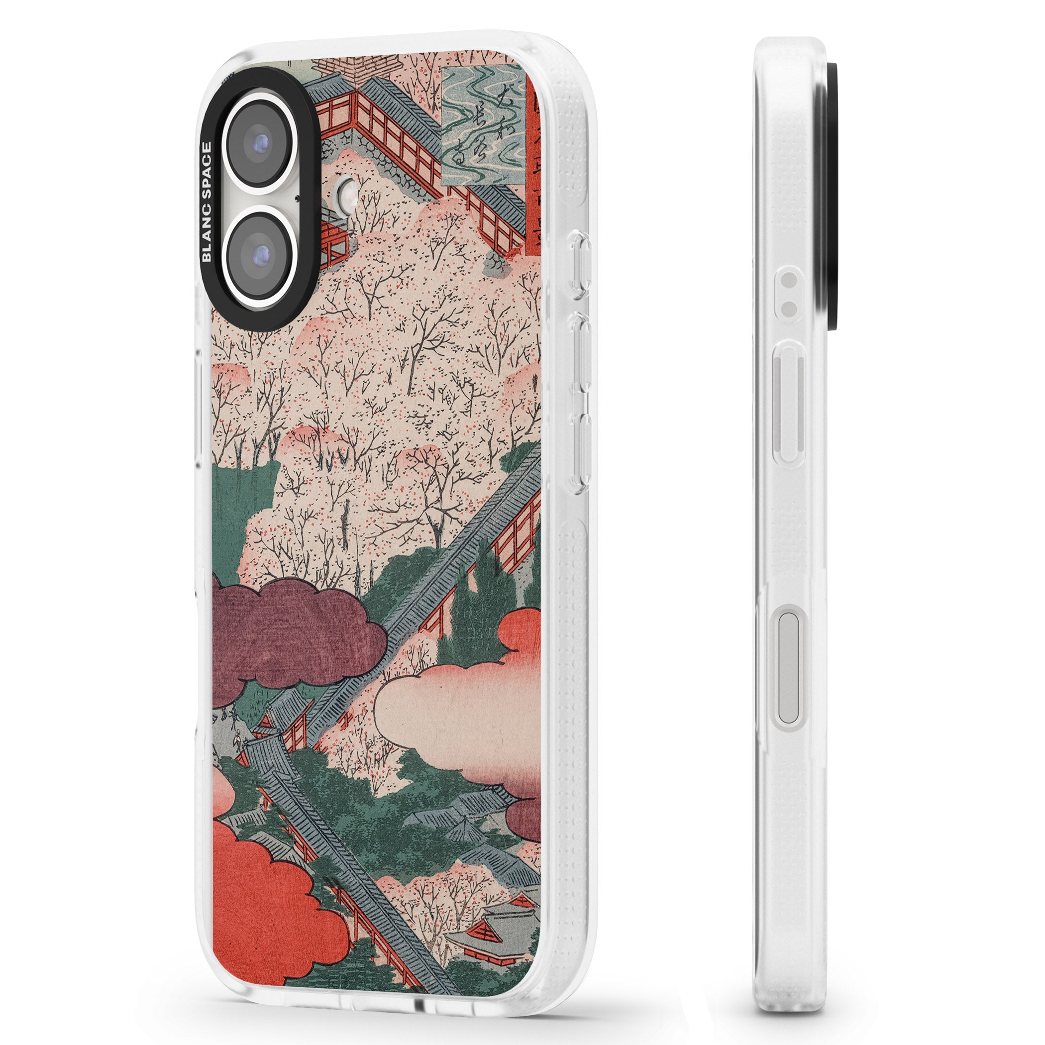Vintage Japanese Illustrations Japanese City iPhone 16 / 16 Plus Clear Case Impact Air - Blanc Space