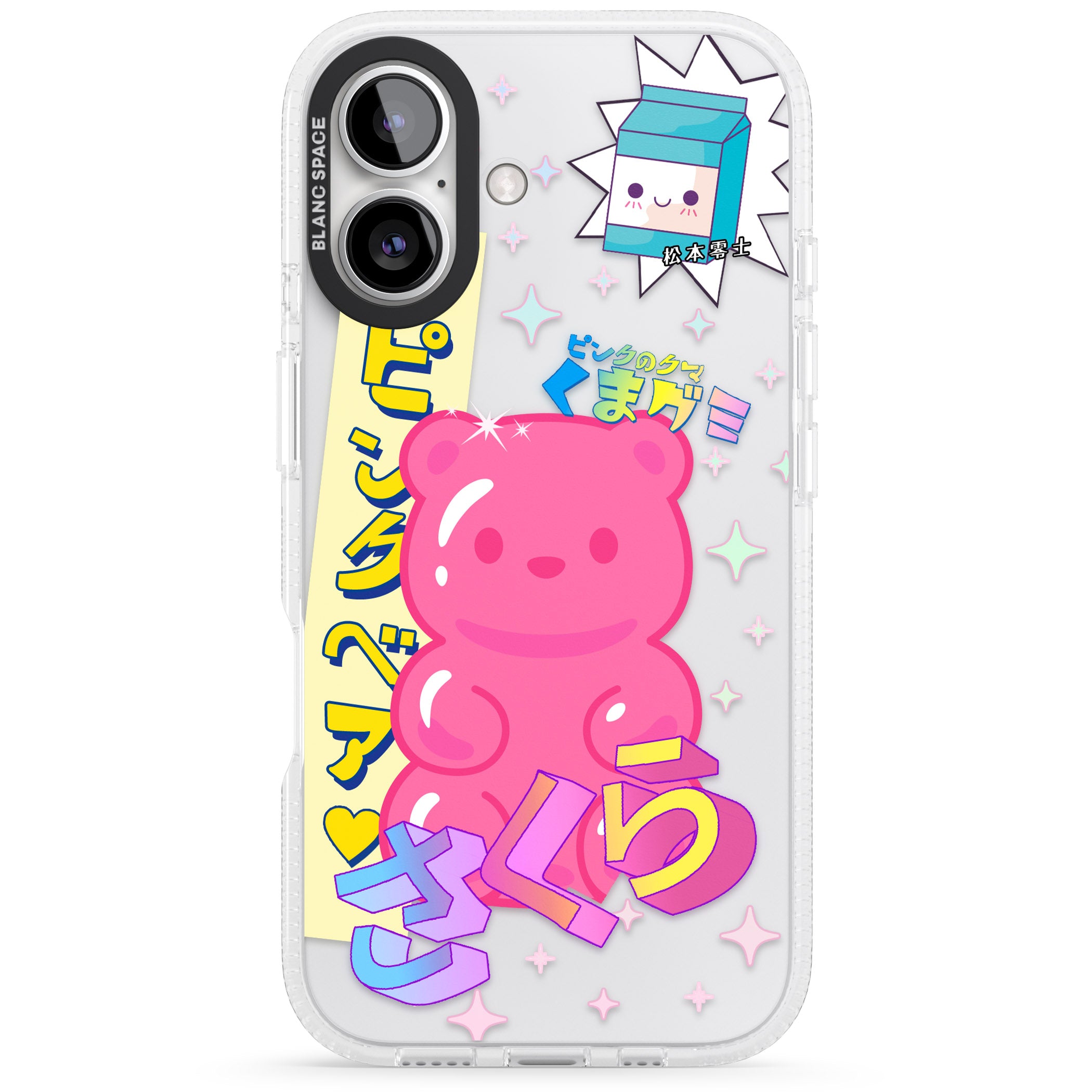 Kawaii Pink Bear Collage iPhone 16 / 16 Plus Clear Case Impact Air - Blanc Space