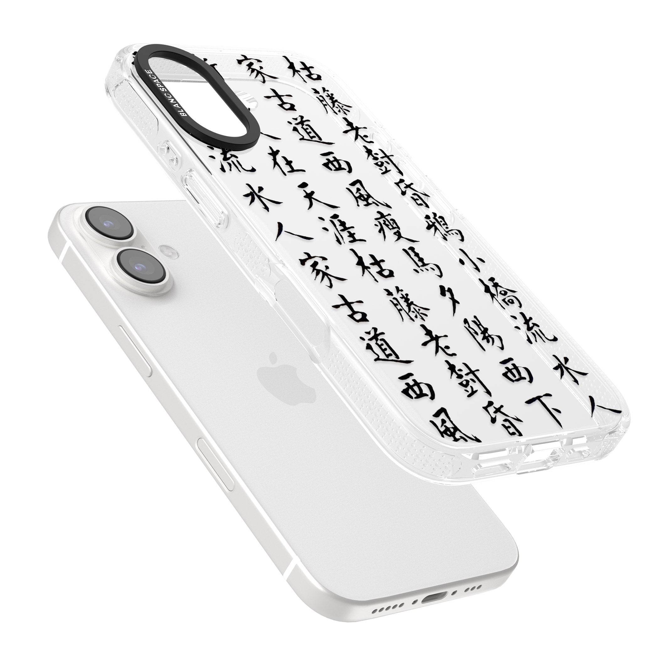 Black Japanese Kanji Script iPhone 16 / 16 Plus Clear Case Impact Air - Blanc Space