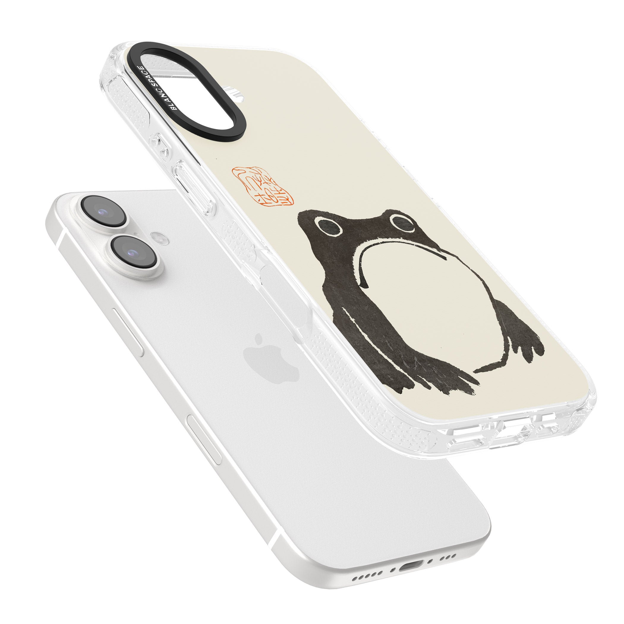 Matsumoto Hoji Frog iPhone 16 / 16 Plus Clear Case Impact Air - Blanc Space