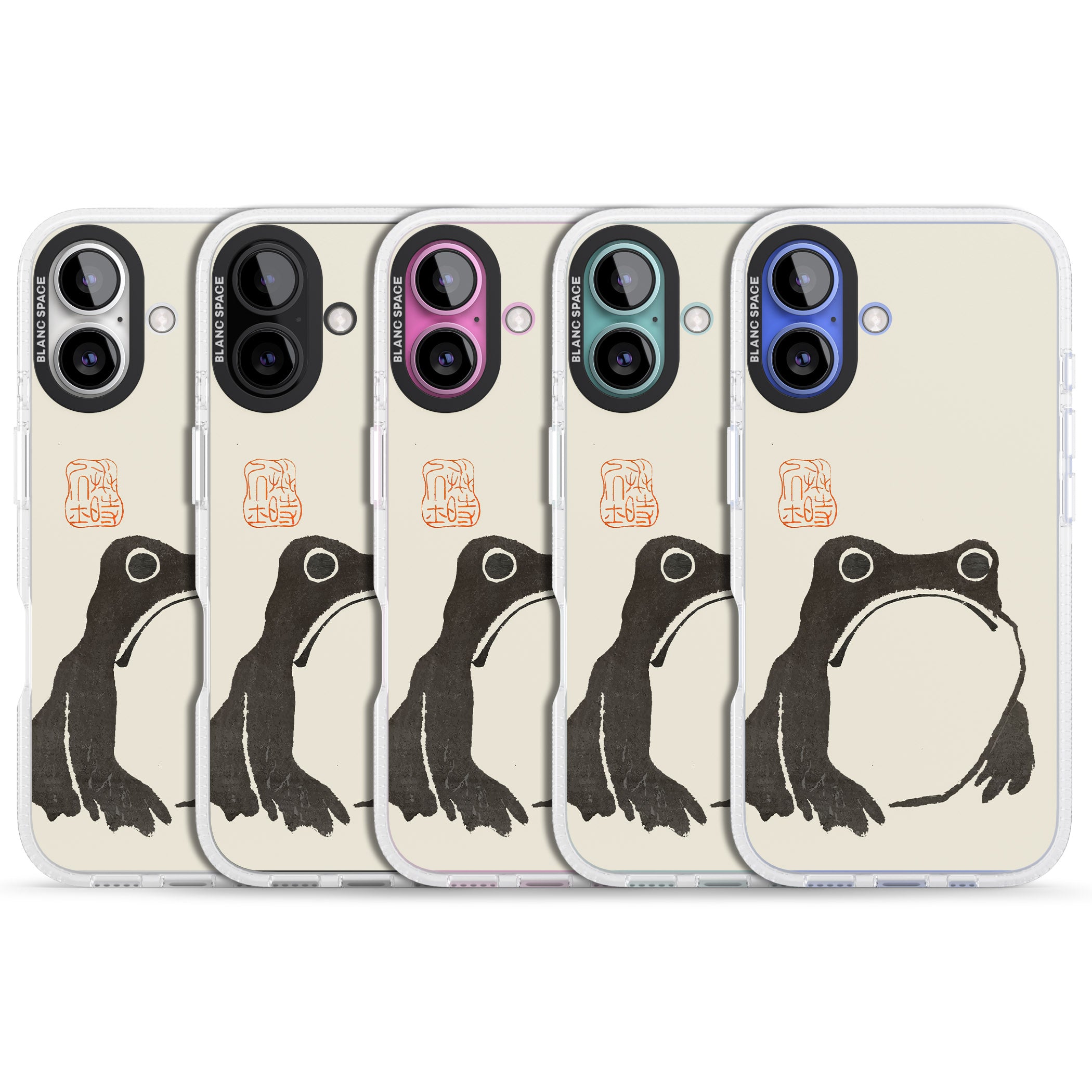 Matsumoto Hoji Frog iPhone 16 / 16 Plus Clear Case Impact Air - Blanc Space