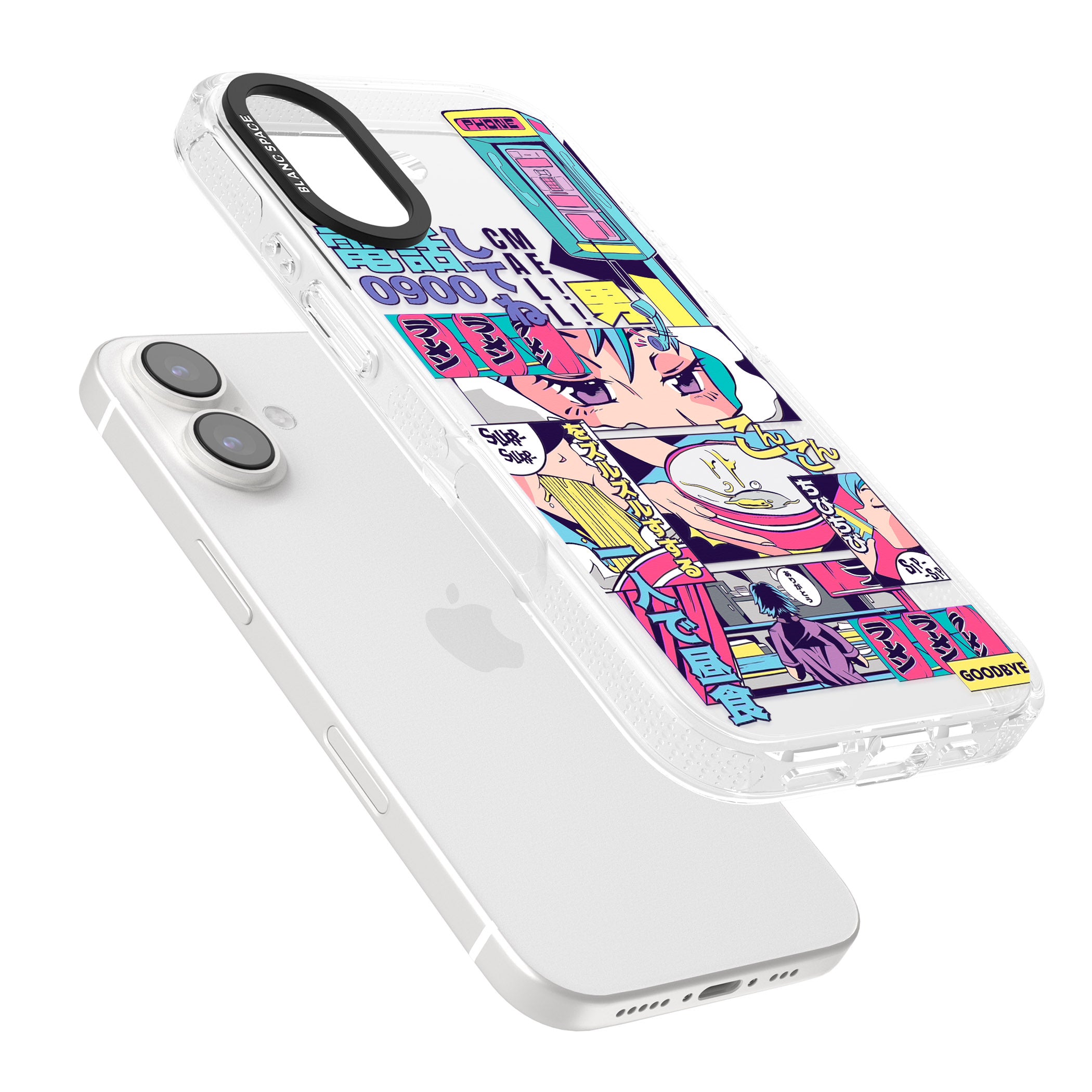 Vibrant Anime Comic iPhone 16 / 16 Plus Clear Case Impact Air - Blanc Space