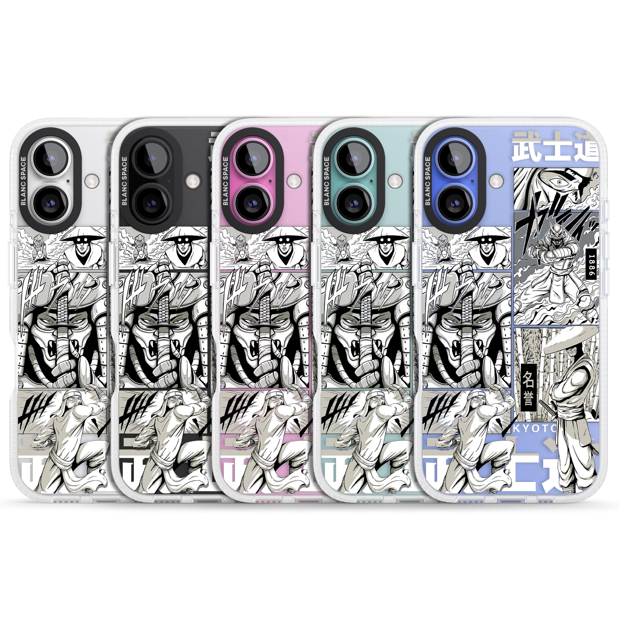 Greyscale Anime Comic iPhone 16 / 16 Plus Clear Case Impact Air - Blanc Space