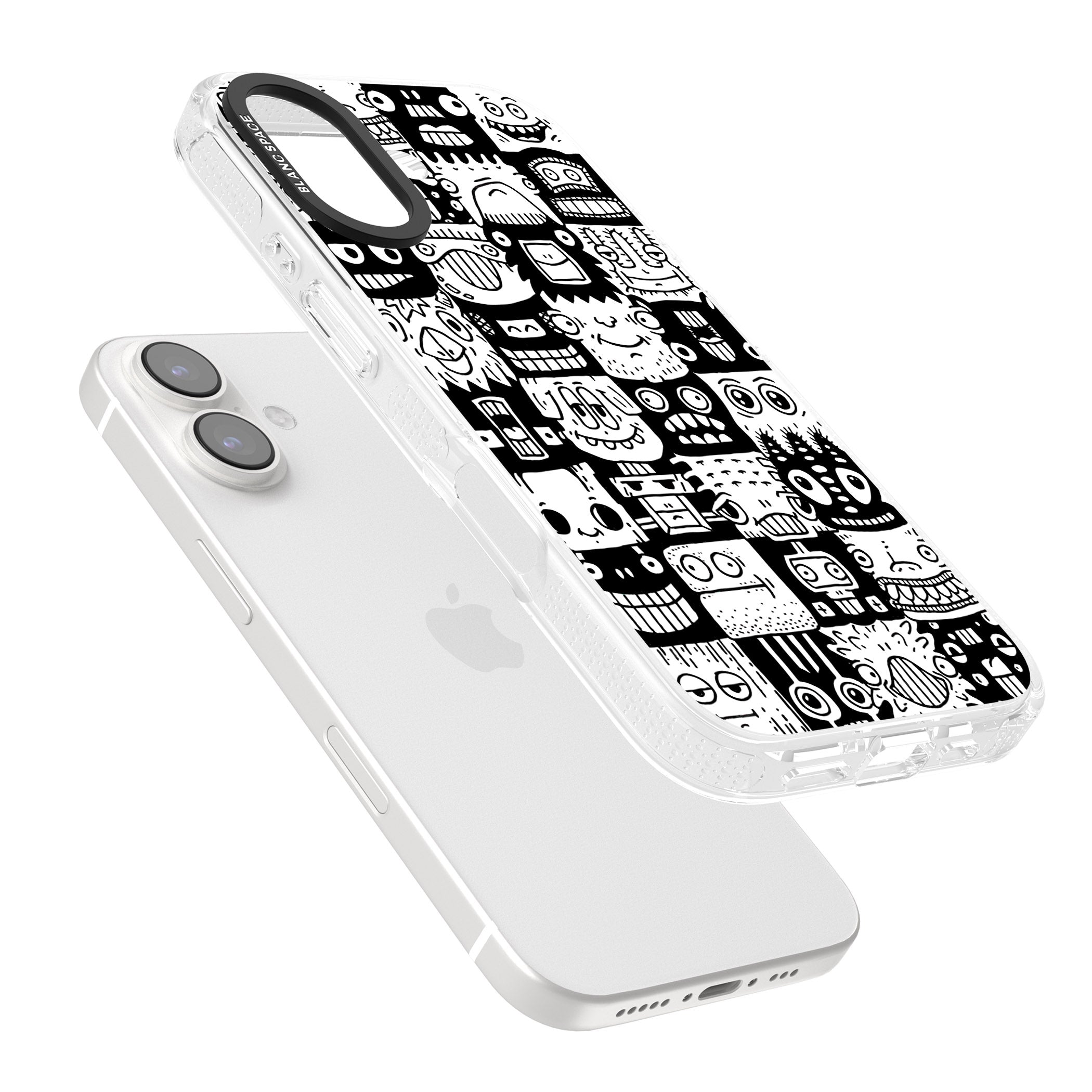 Checkerboard Heads iPhone 16 / 16 Plus Clear Case Impact Air - Blanc Space