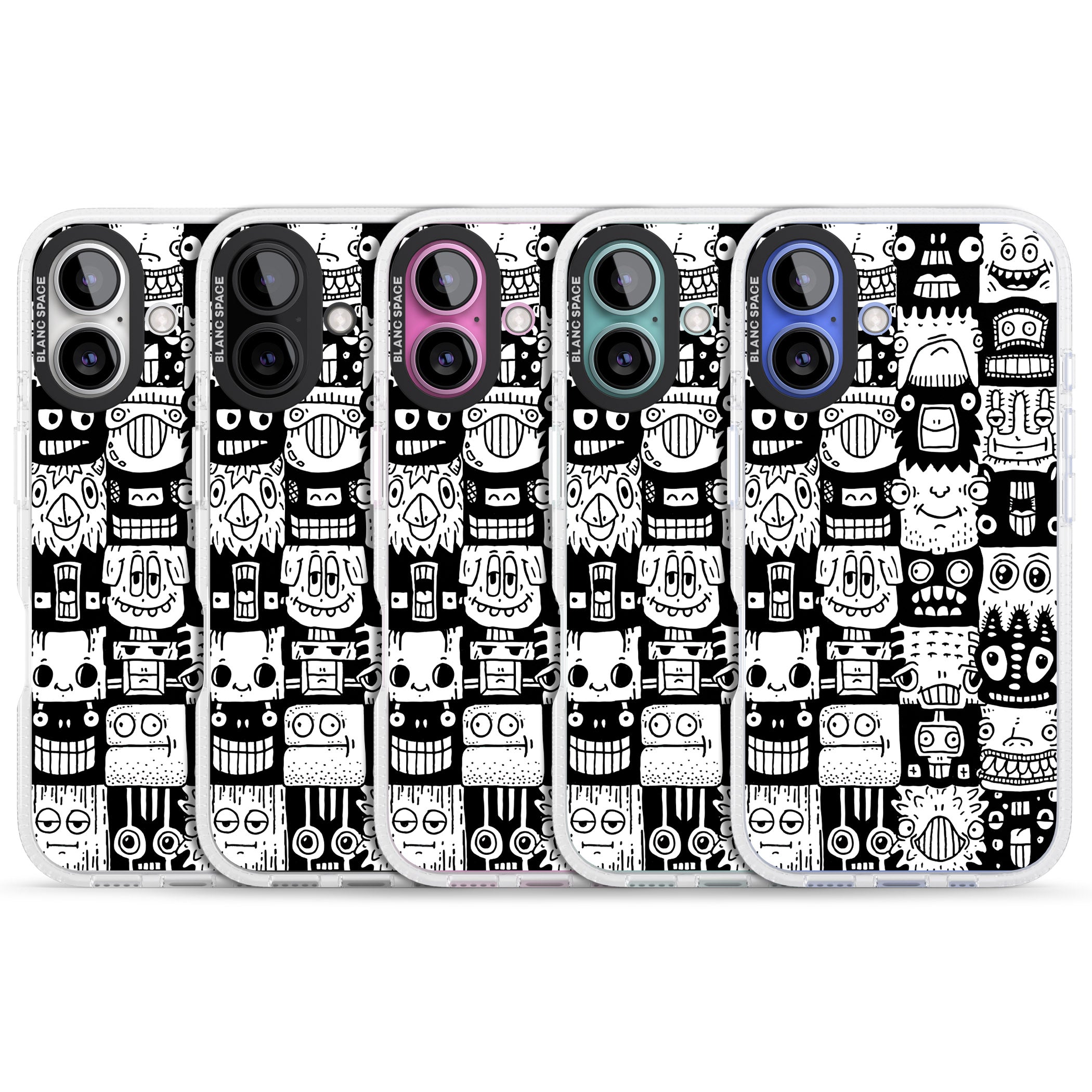 Checkerboard Heads iPhone 16 / 16 Plus Clear Case Impact Air - Blanc Space