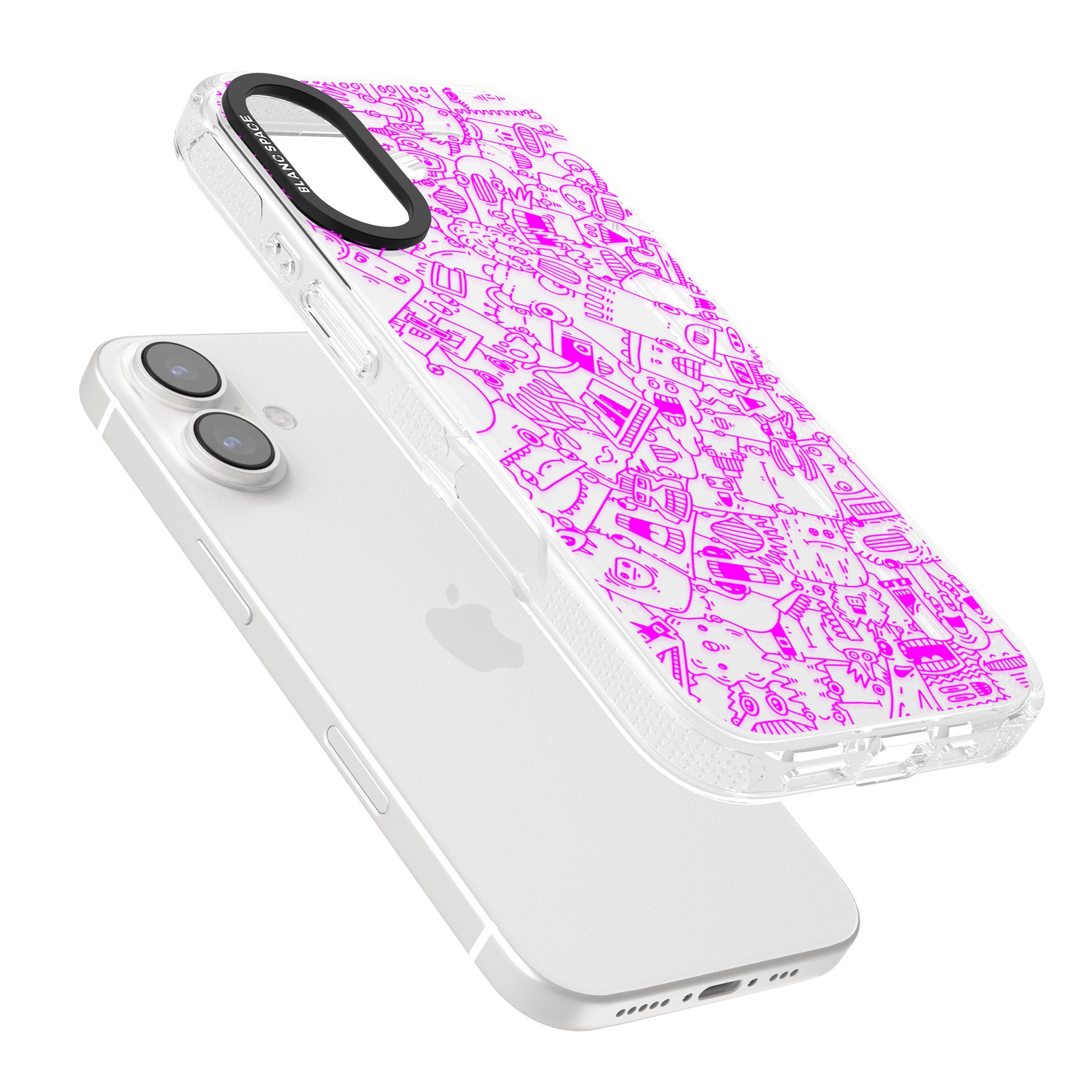Pink Pals iPhone 16 / 16 Plus Clear Case Impact Air - Blanc Space