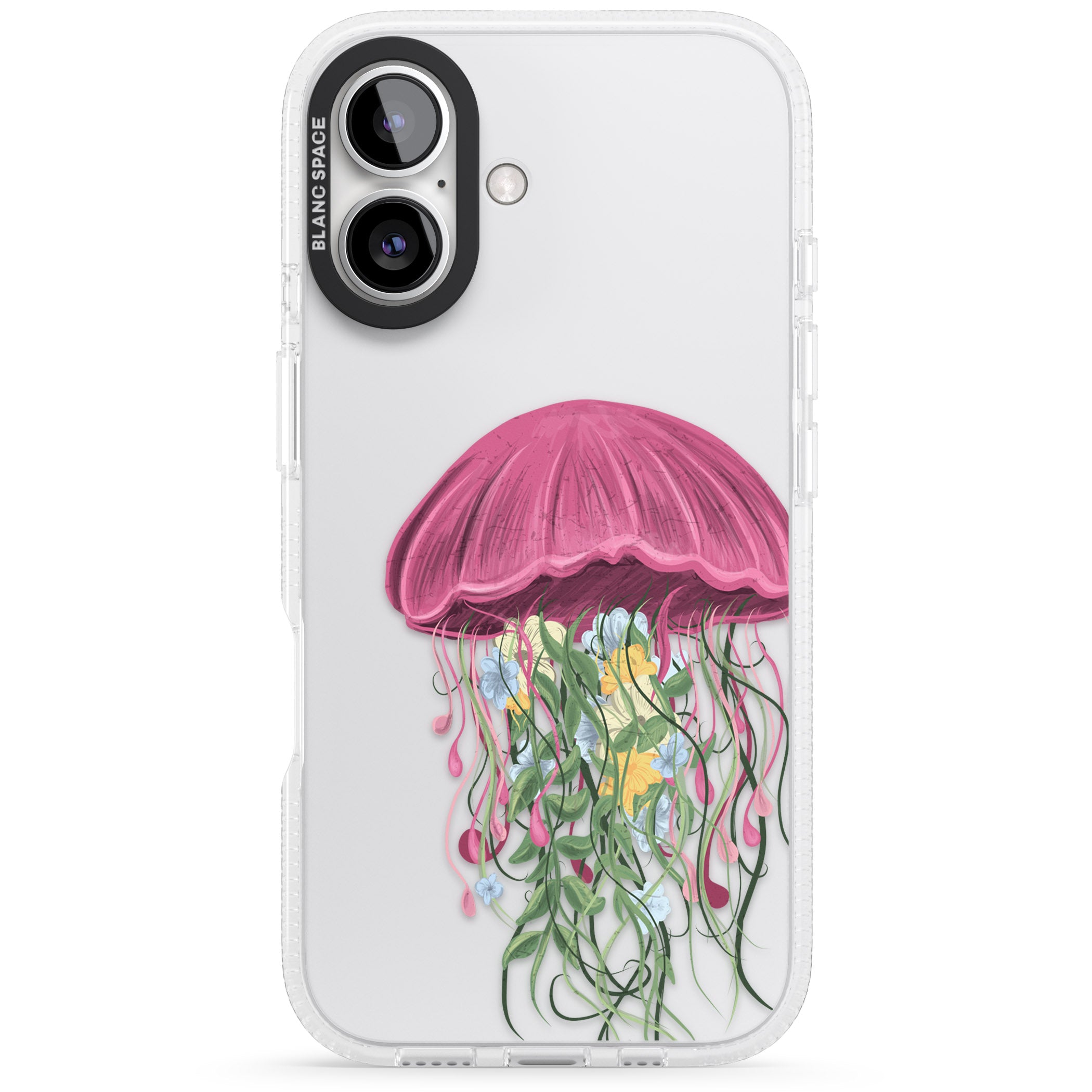 Botanical Jellyfish iPhone 16 / 16 Plus Clear Case Impact Air - Blanc Space