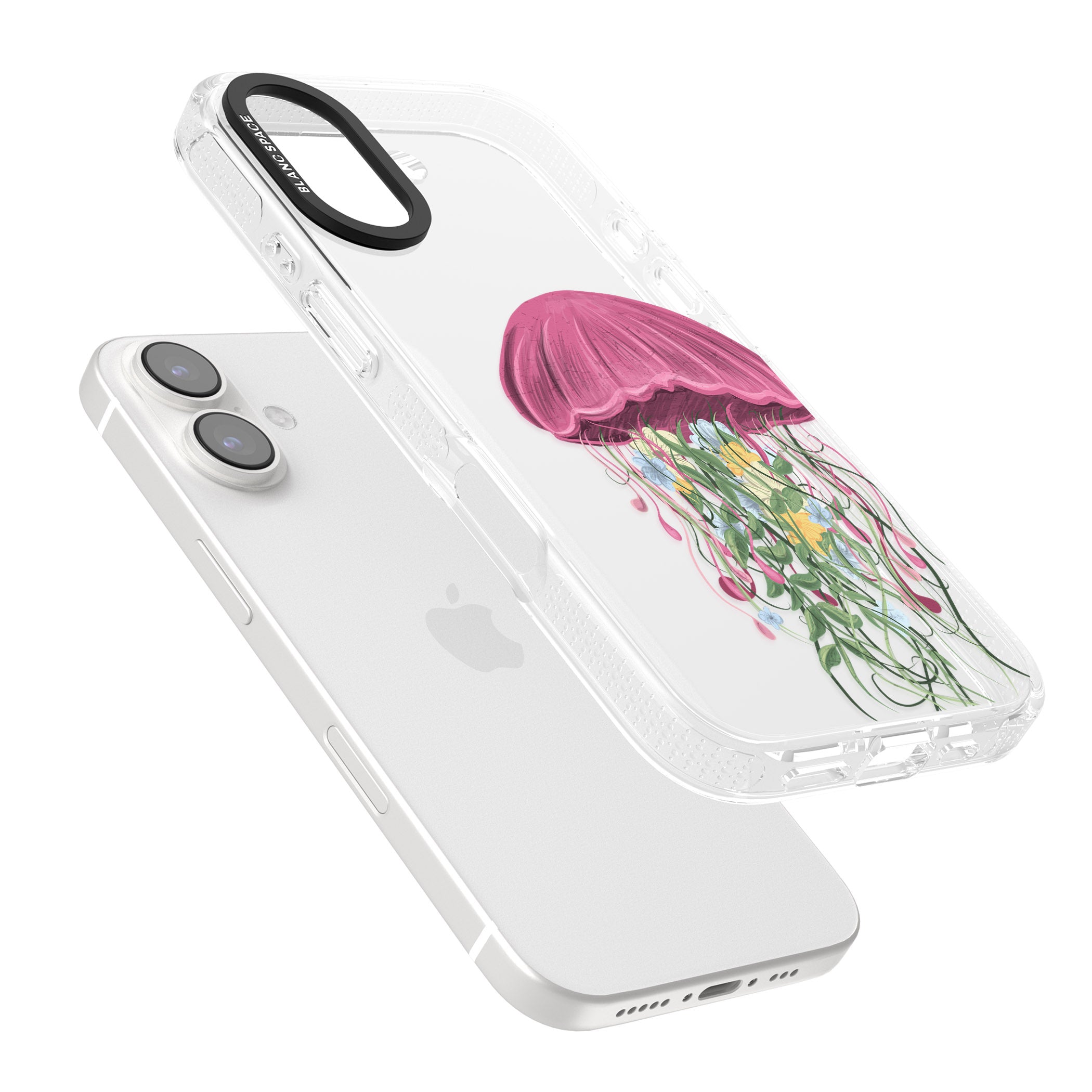Botanical Jellyfish iPhone 16 / 16 Plus Clear Case Impact Air - Blanc Space