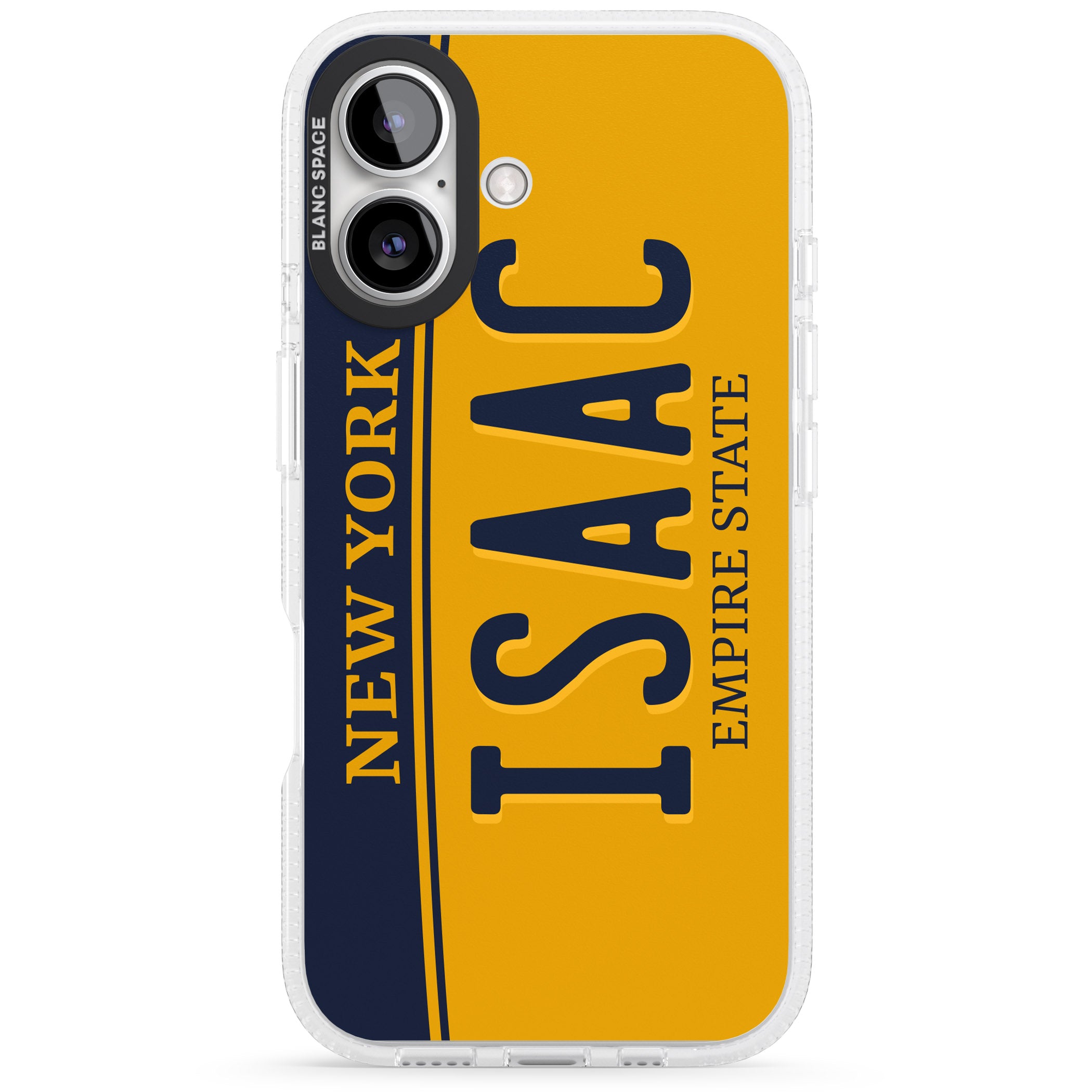 New York License Plate iPhone 16 / 16 Plus Clear Case Impact Air - Blanc Space
