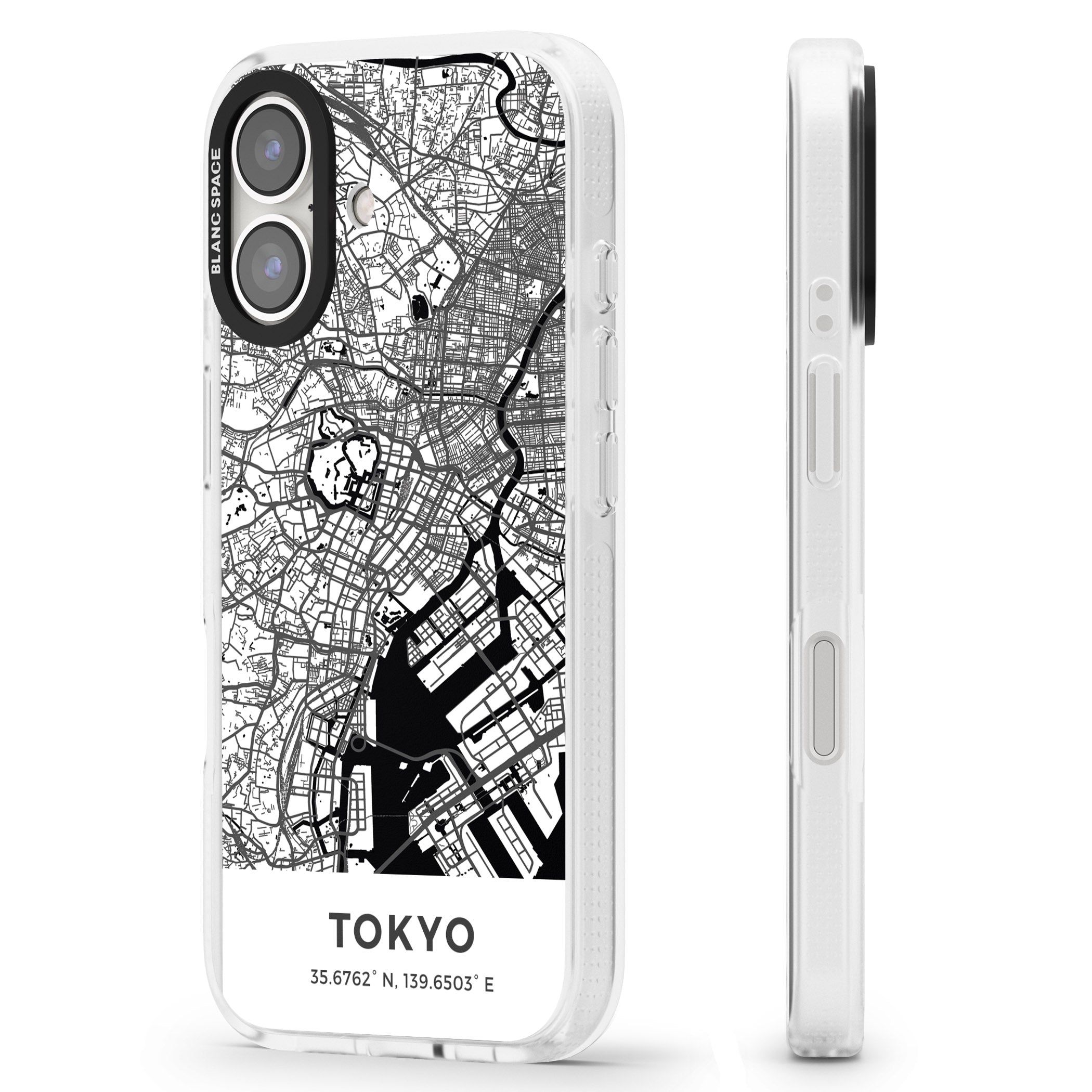 Map of Tokyo, Japan iPhone 16 / 16 Plus Clear Case Impact Air - Blanc Space