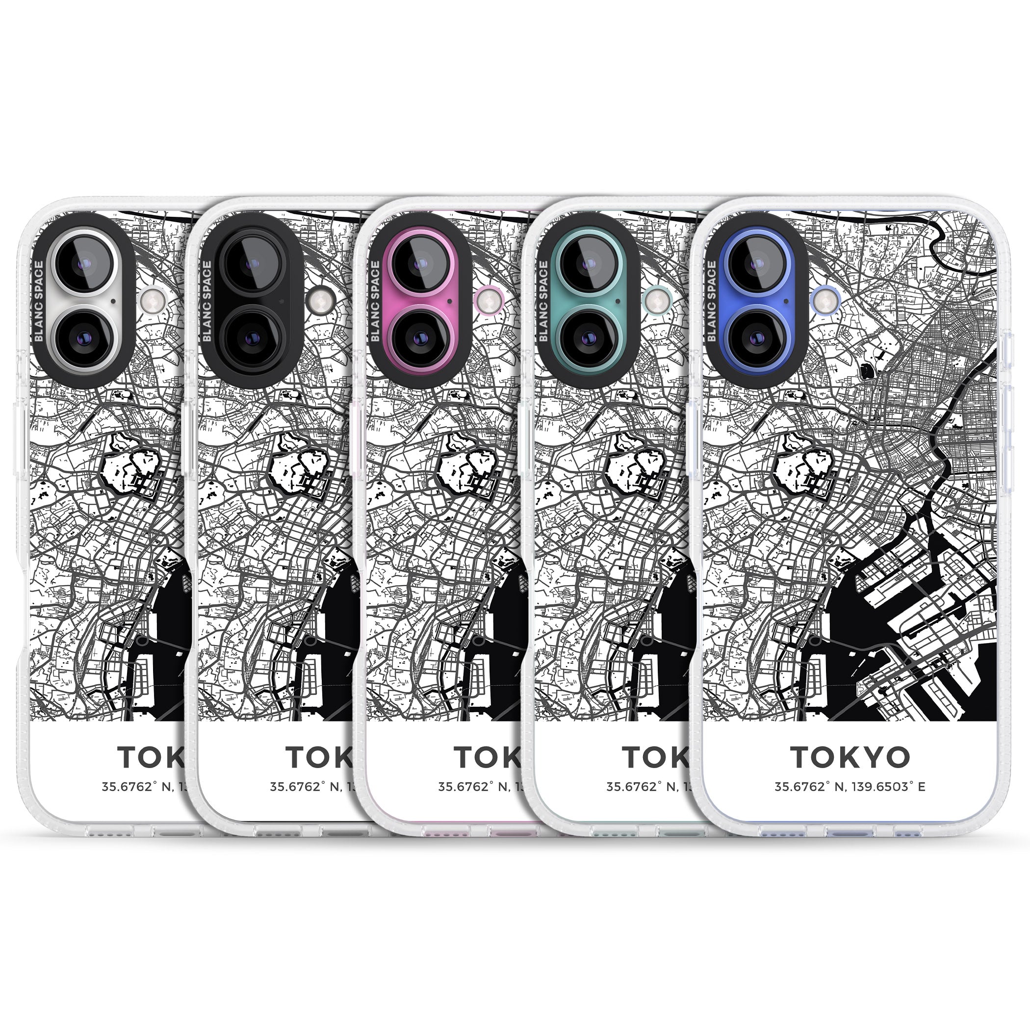 Map of Tokyo, Japan iPhone 16 / 16 Plus Clear Case Impact Air - Blanc Space