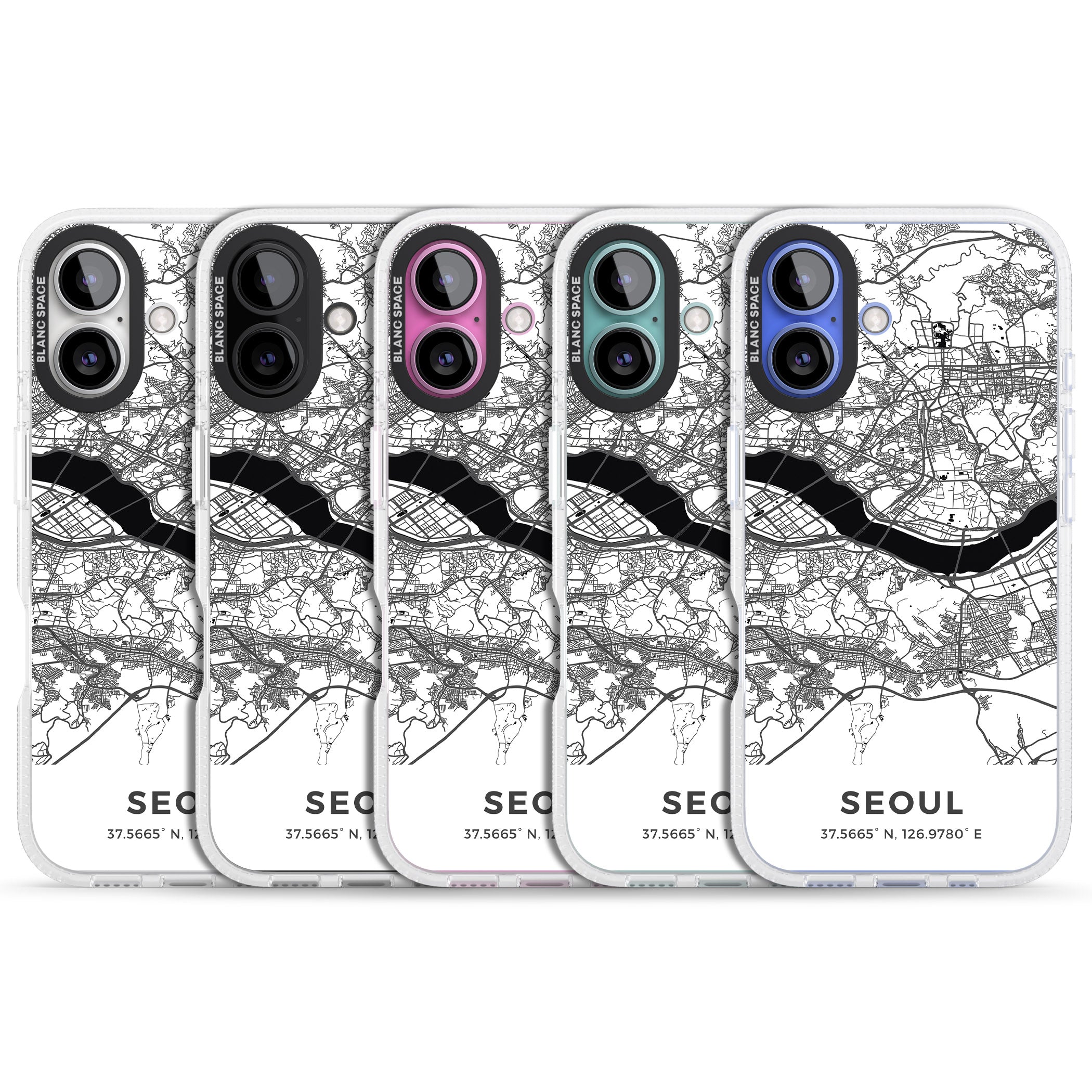Map of Seoul, South Korea iPhone 16 / 16 Plus Clear Case Impact Air - Blanc Space