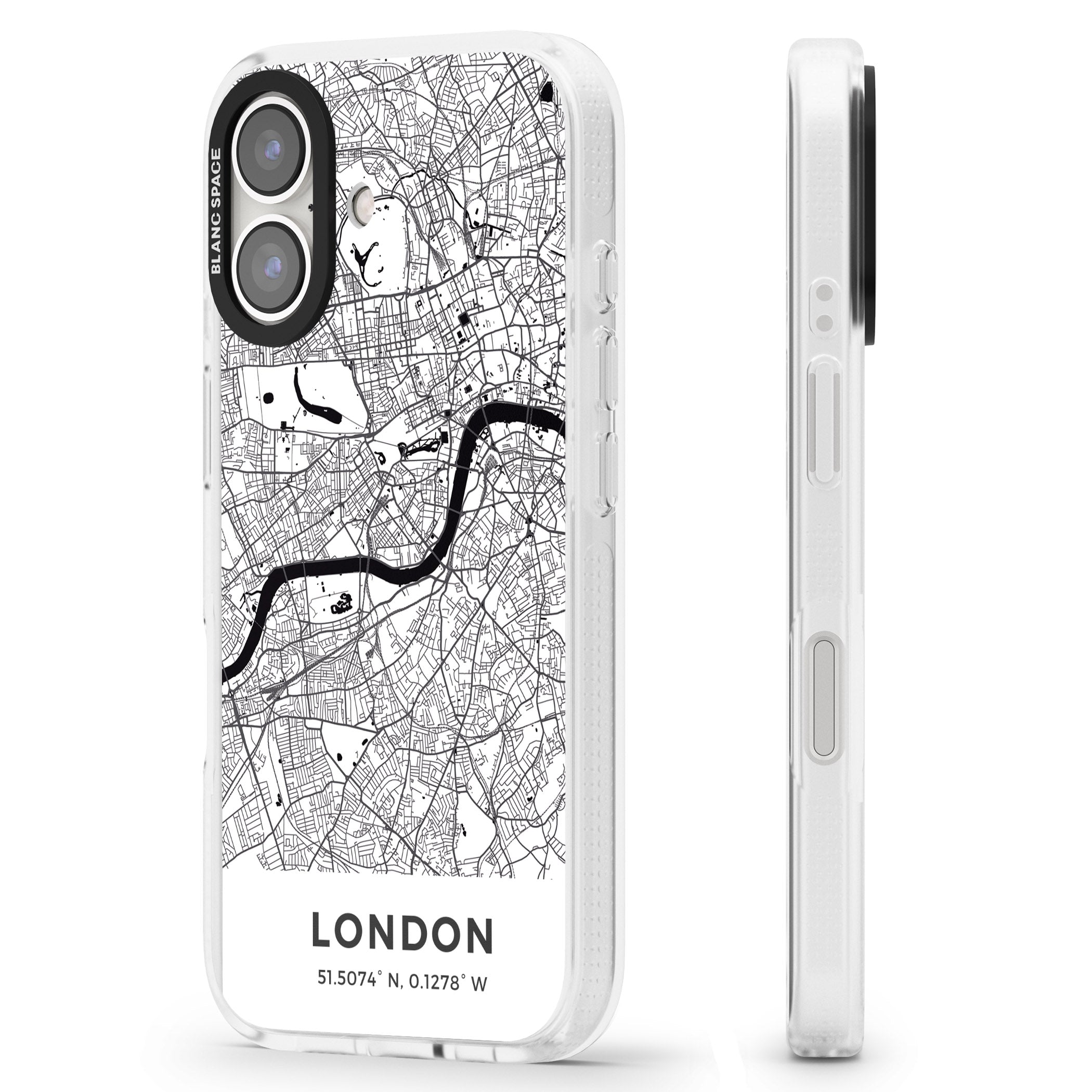 Map of London, England iPhone 16 / 16 Plus Clear Case Impact Air - Blanc Space