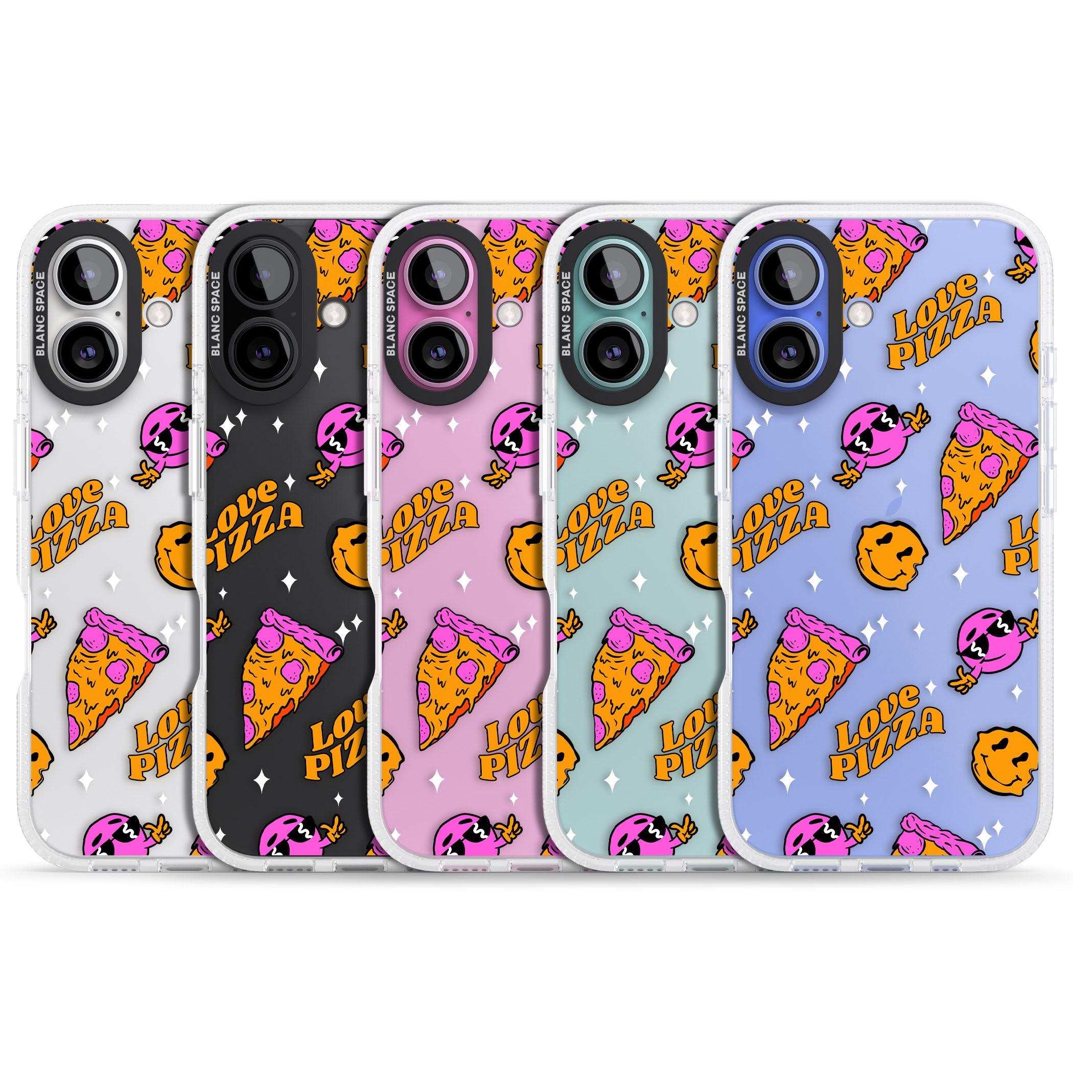 Psychedelic Love Pizza Pattern (Clear) iPhone 16 / 16 Plus Clear Case Impact Air - Blanc Space