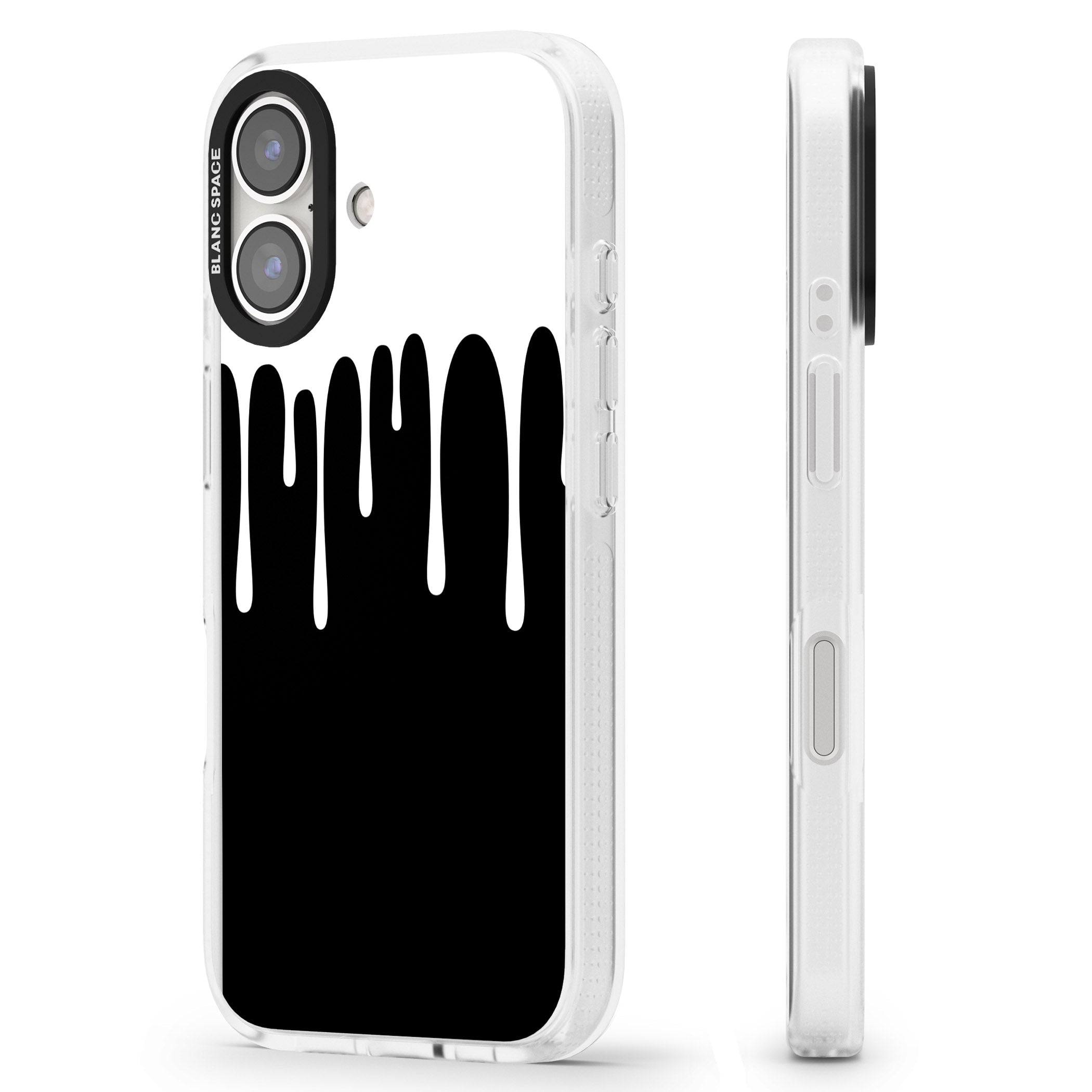 Melted Effect: White & Black iPhone 16 / 16 Plus Clear Case Impact Air - Blanc Space