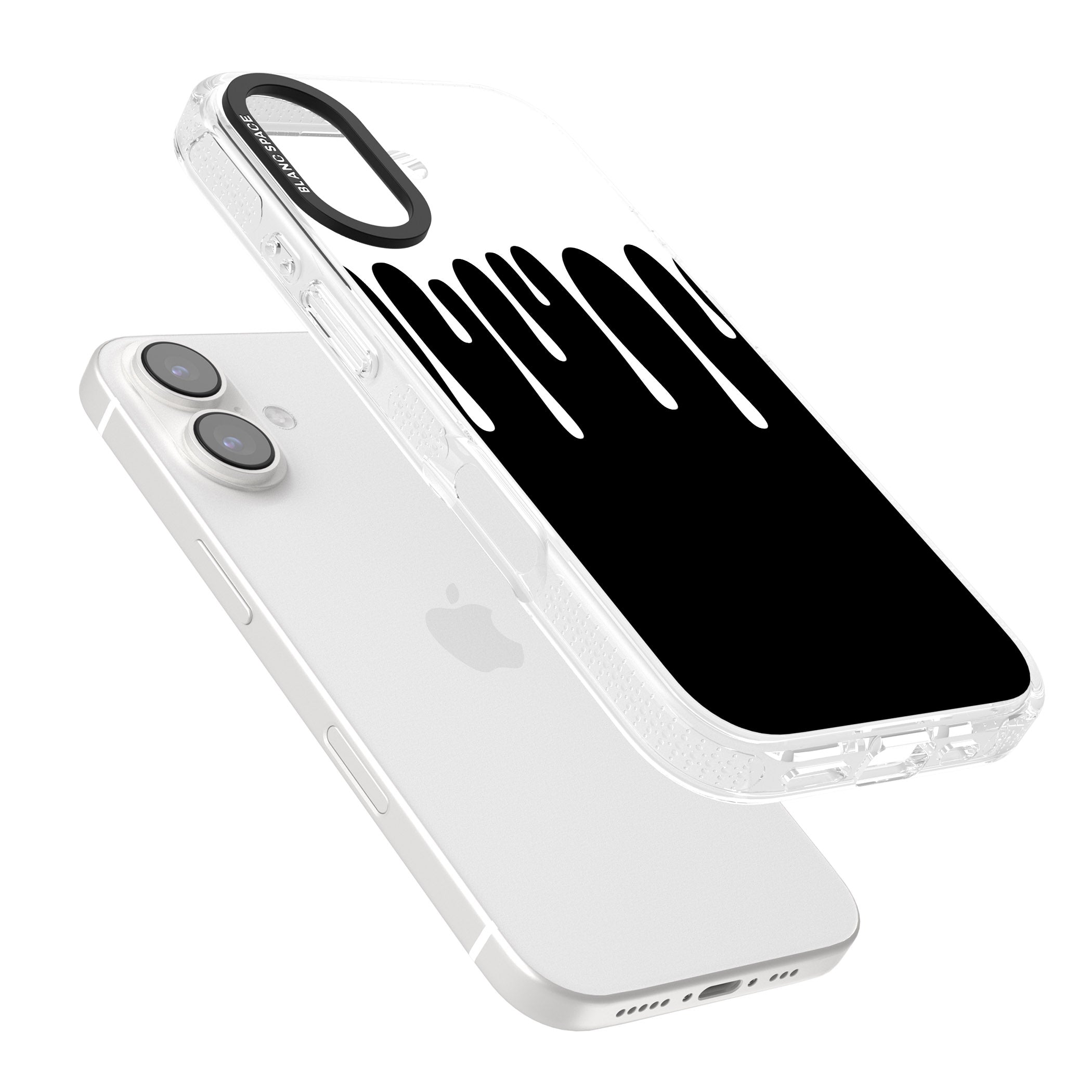Melted Effect: White & Black iPhone 16 / 16 Plus Clear Case Impact Air - Blanc Space
